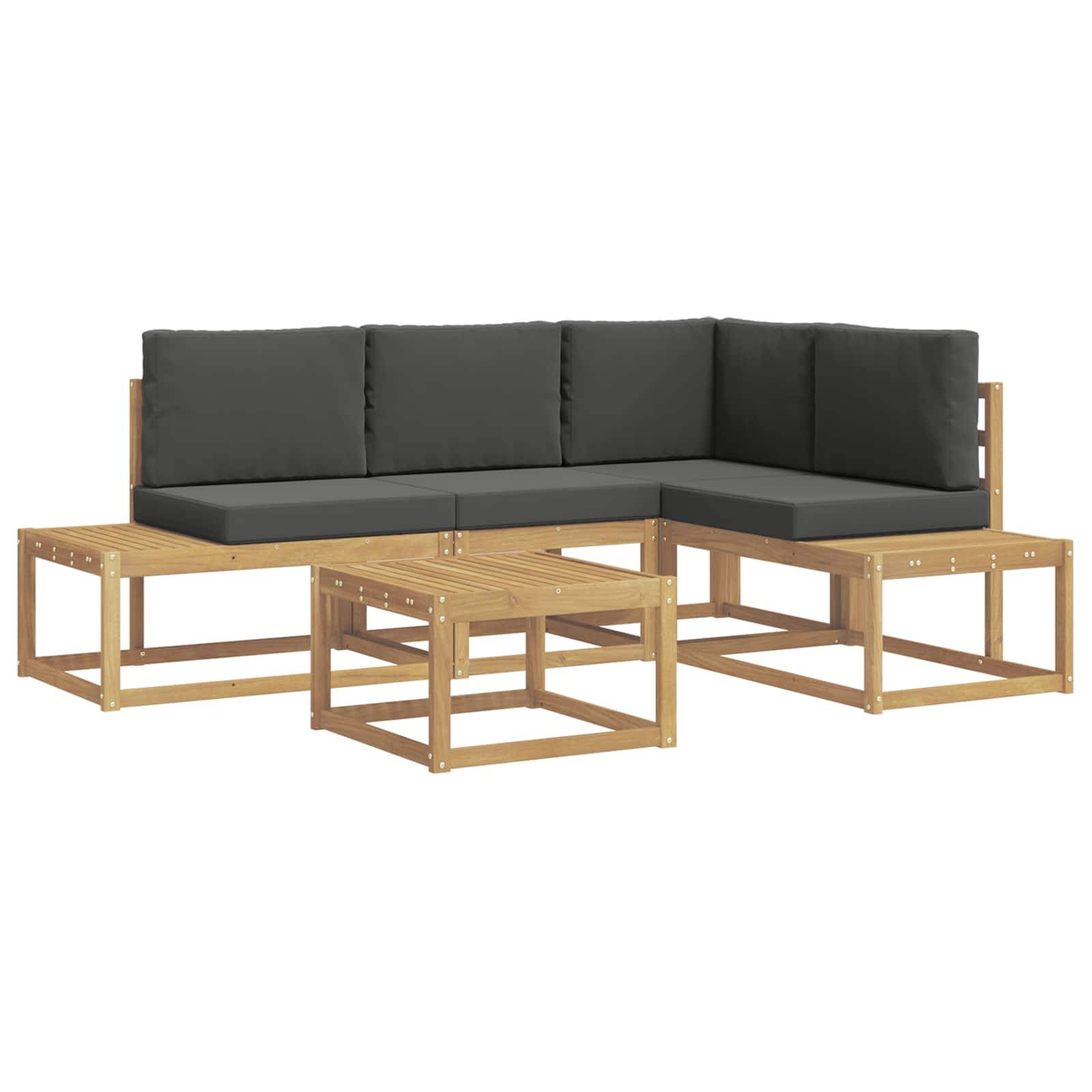 vidaXL Outdoor-Sofagarnitur 4 Stück Weiß und Anthrazit Polyester