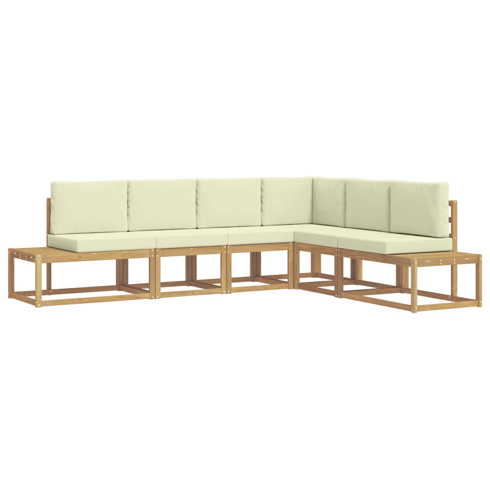 vidaXL Outdoor-Sofagarnitur 4 Stück Weiß und Creme Polyester