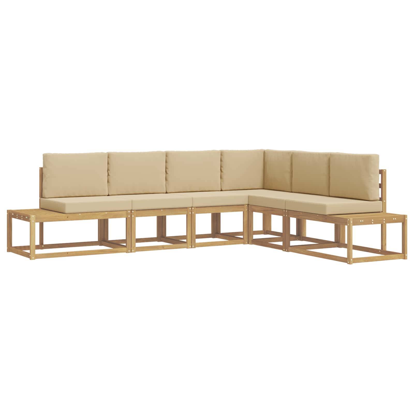 vidaXL Outdoor-Sofagarnitur 4 Stück Weiß und Beige Polyester