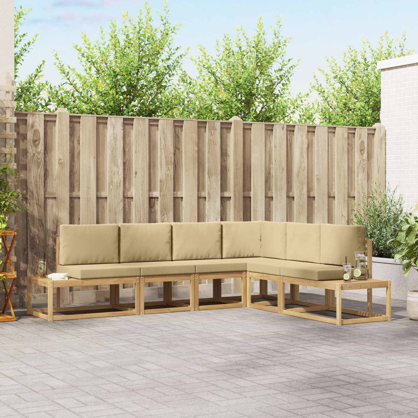 vidaXL Outdoor-Sofagarnitur 4 Stück Weiß und Beige Polyester