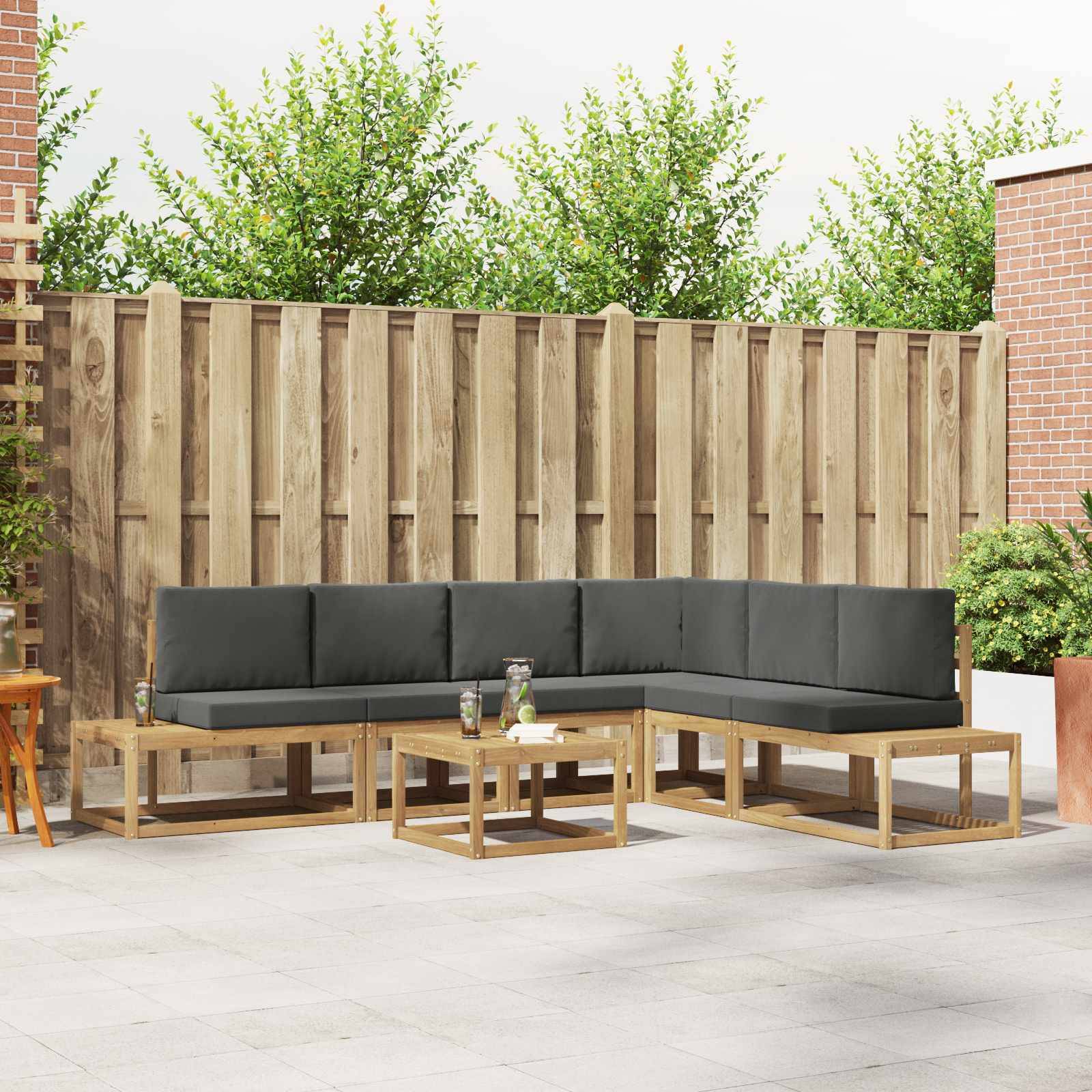 vidaXL Outdoor-Sofagarnitur 5 Stück Weiß und Anthrazit Polyester