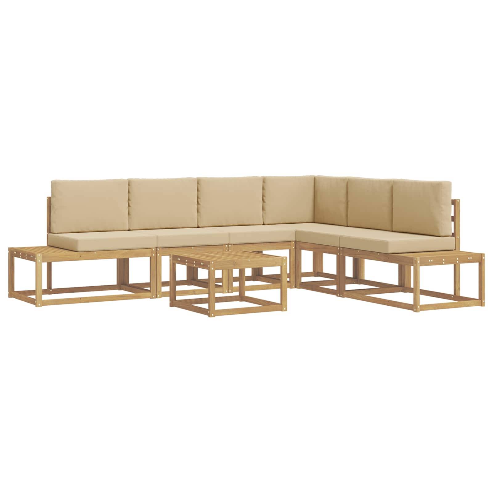 vidaXL Outdoor-Sofagarnitur 5 Stück Weiß und Beige Polyester