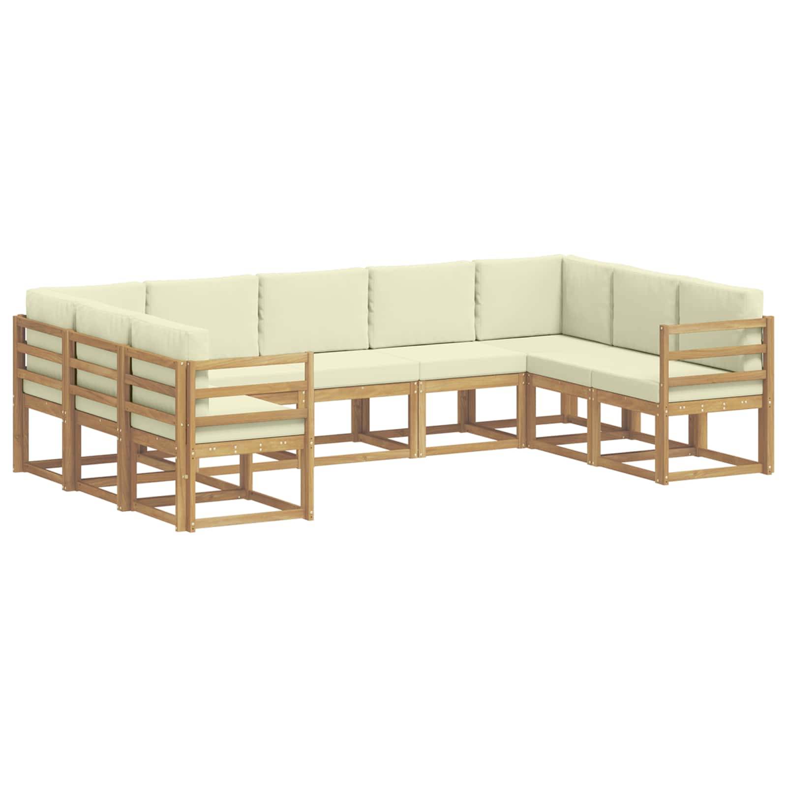 vidaXL Outdoor-Sofagarnitur mit Kissen 9 pcs Weiß und Creme