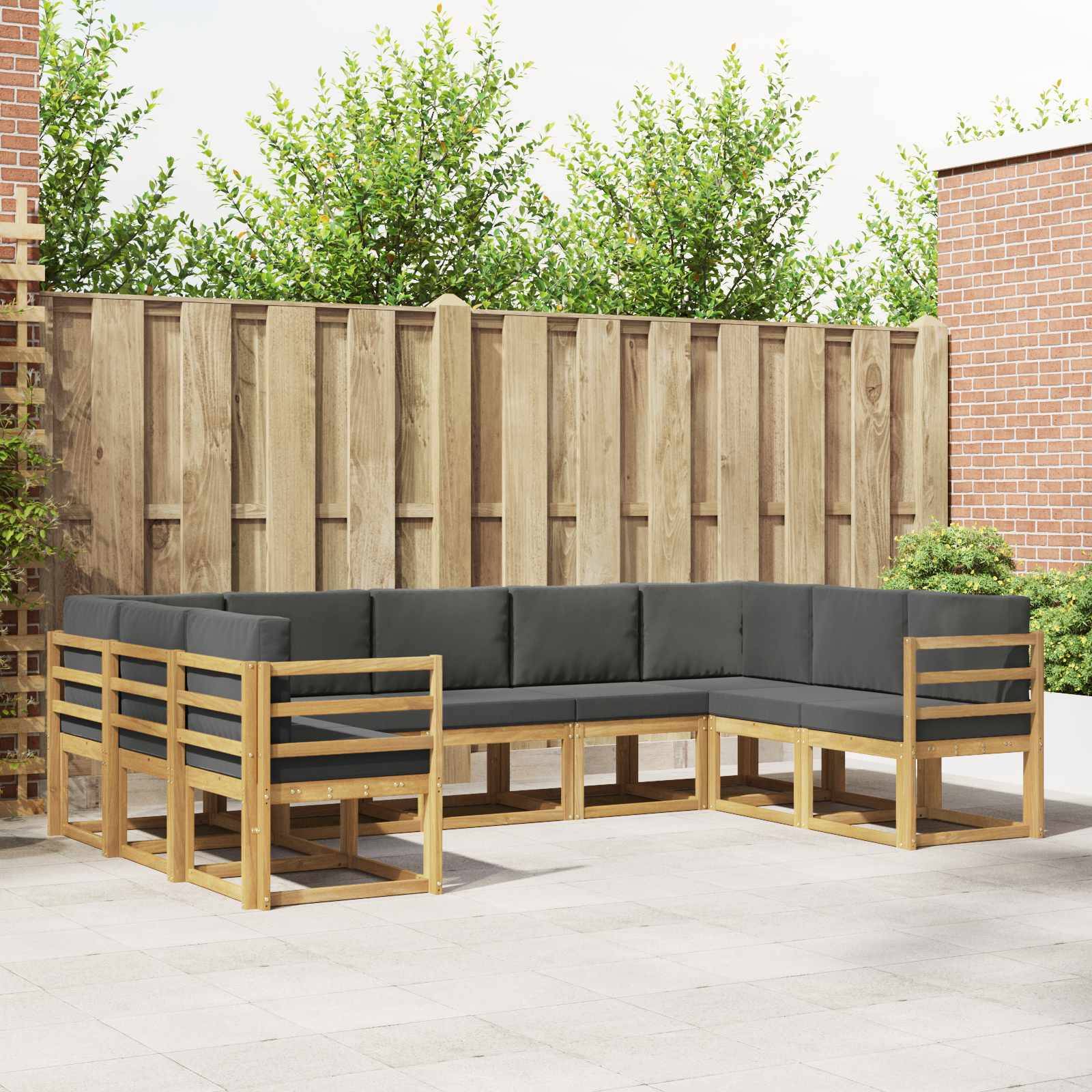 vidaXL Outdoor-Sofagarnitur mit Kissen 9 pcs Weiß und Anthrazit
