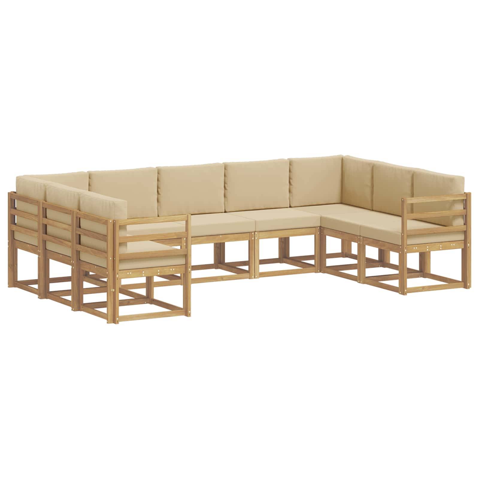 vidaXL Outdoor-Sofagarnitur mit Kissen 9 pcs Weiß und Beige