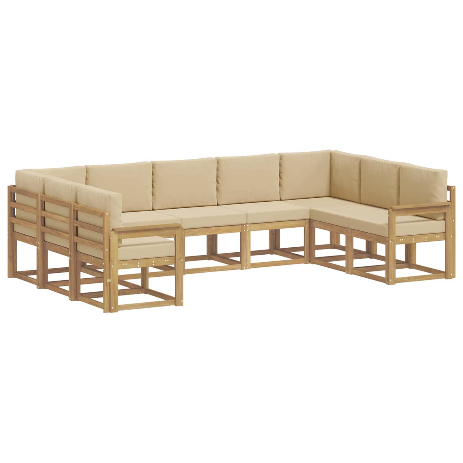 vidaXL Outdoor-Sofagarnitur mit Kissen 9 pcs Weiß und Beige