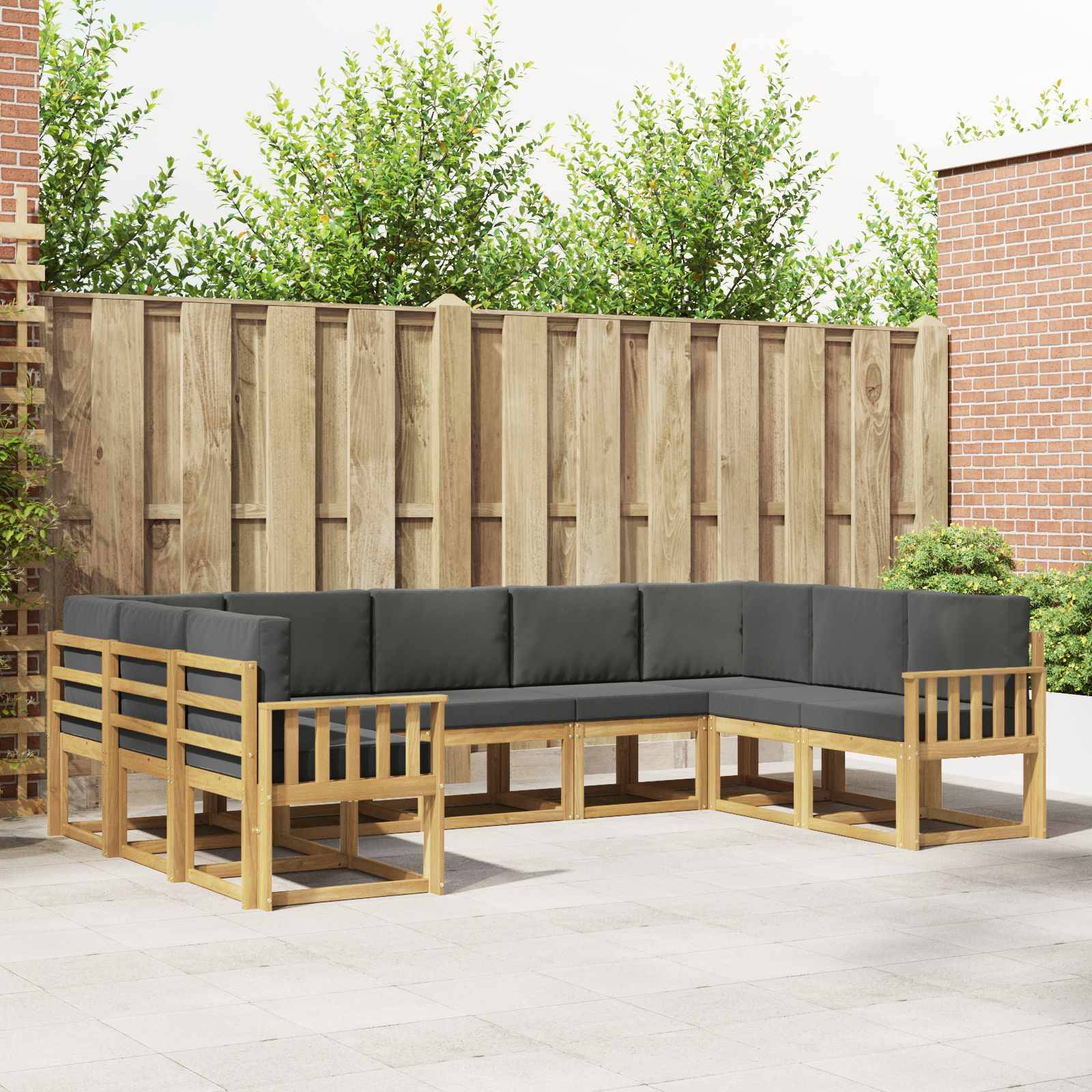 vidaXL Outdoor-Sofagarnitur mit Kissen 9 pcs Weiß und Anthrazit