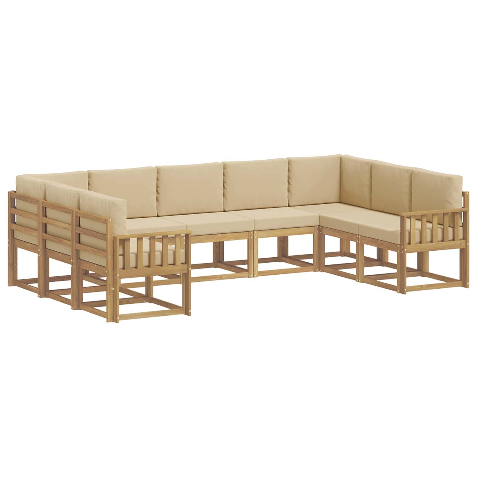 vidaXL Outdoor-Sofagarnitur mit Kissen 9 pcs Weiß und Beige