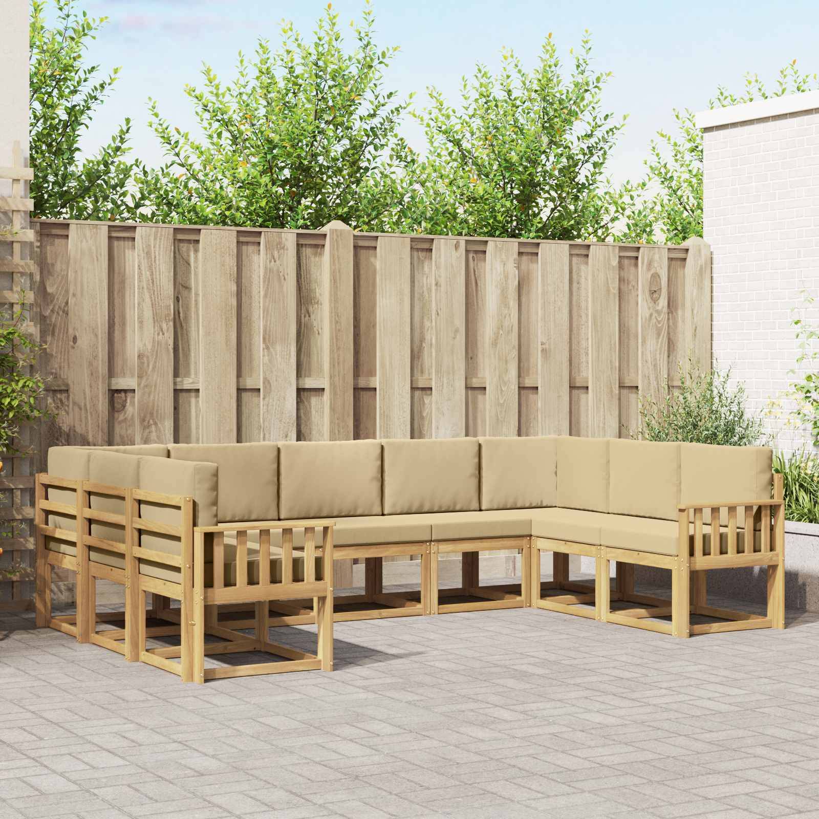 vidaXL Outdoor-Sofagarnitur mit Kissen 9 pcs Weiß und Beige