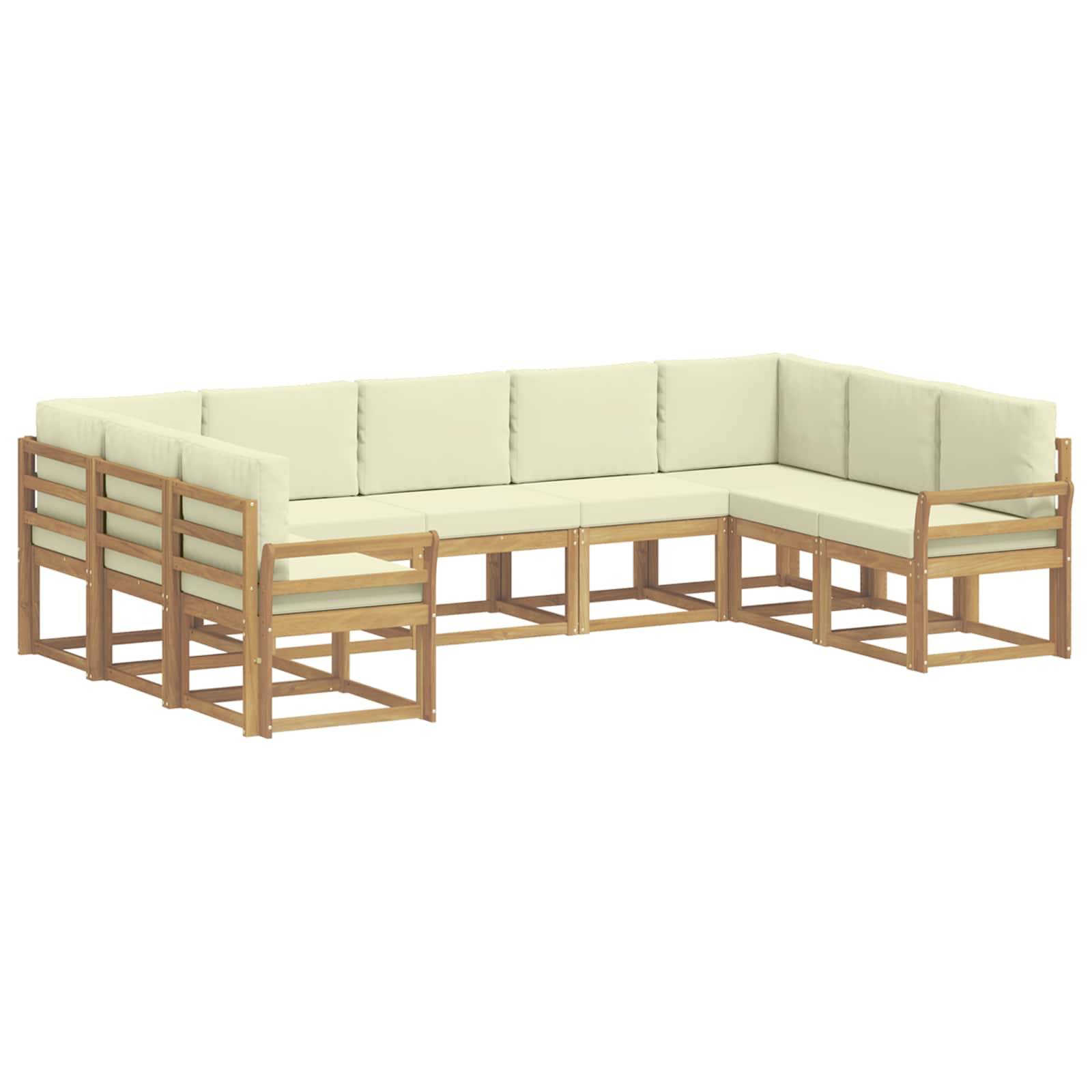 vidaXL Outdoor-Sofagarnitur mit Kissen 9 pcs Weiß und Creme