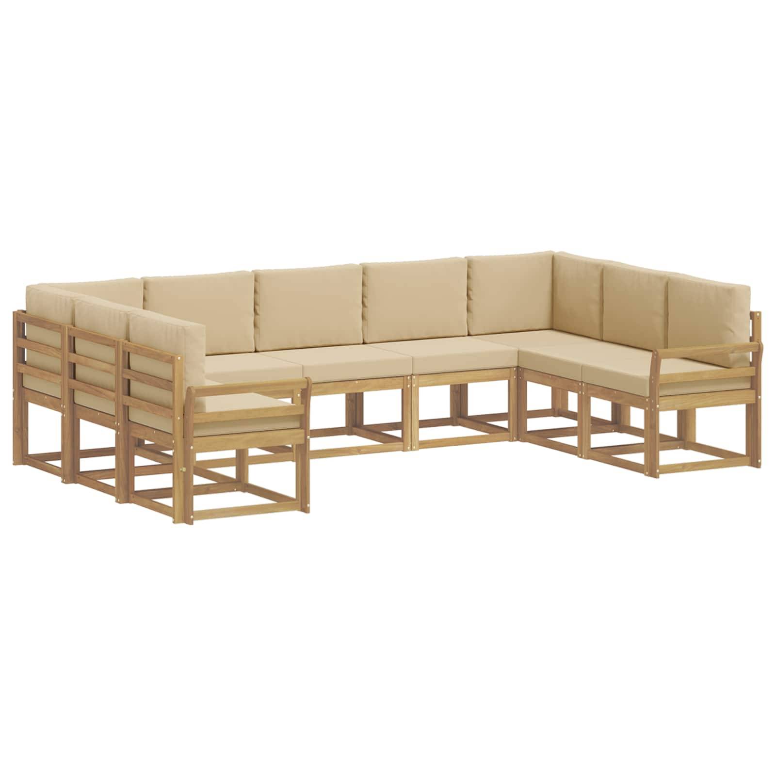 vidaXL Outdoor-Sofagarnitur mit Kissen 9 pcs Weiß und Beige