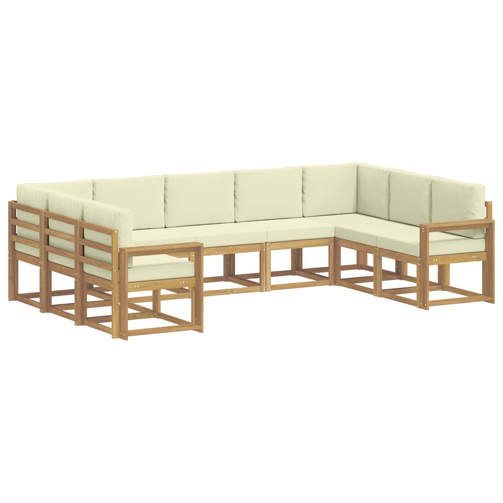 vidaXL Outdoor-Sofagarnitur mit Kissen 9 pcs Weiß und Creme