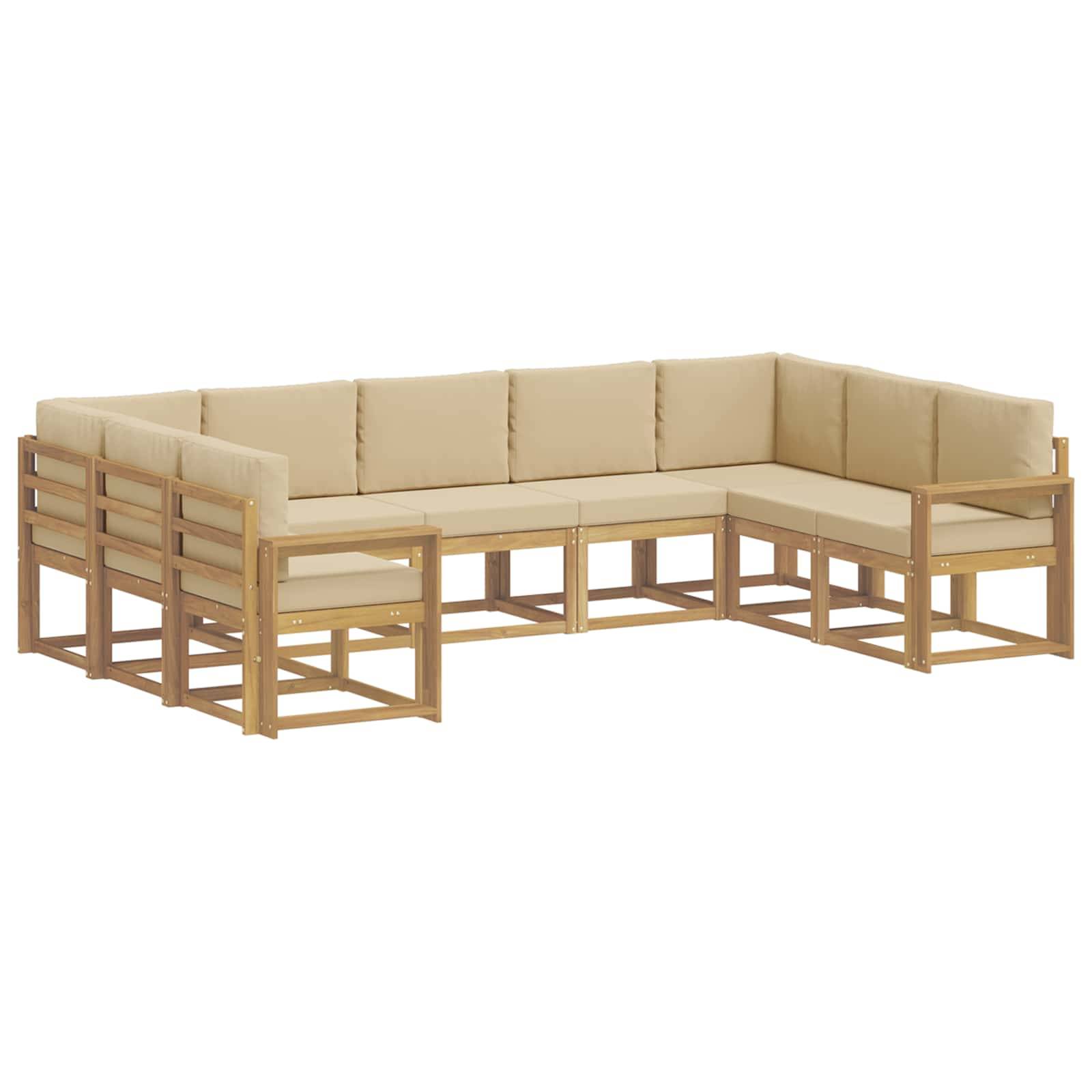 vidaXL Outdoor-Sofagarnitur mit Kissen 9 pcs Weiß und Beige
