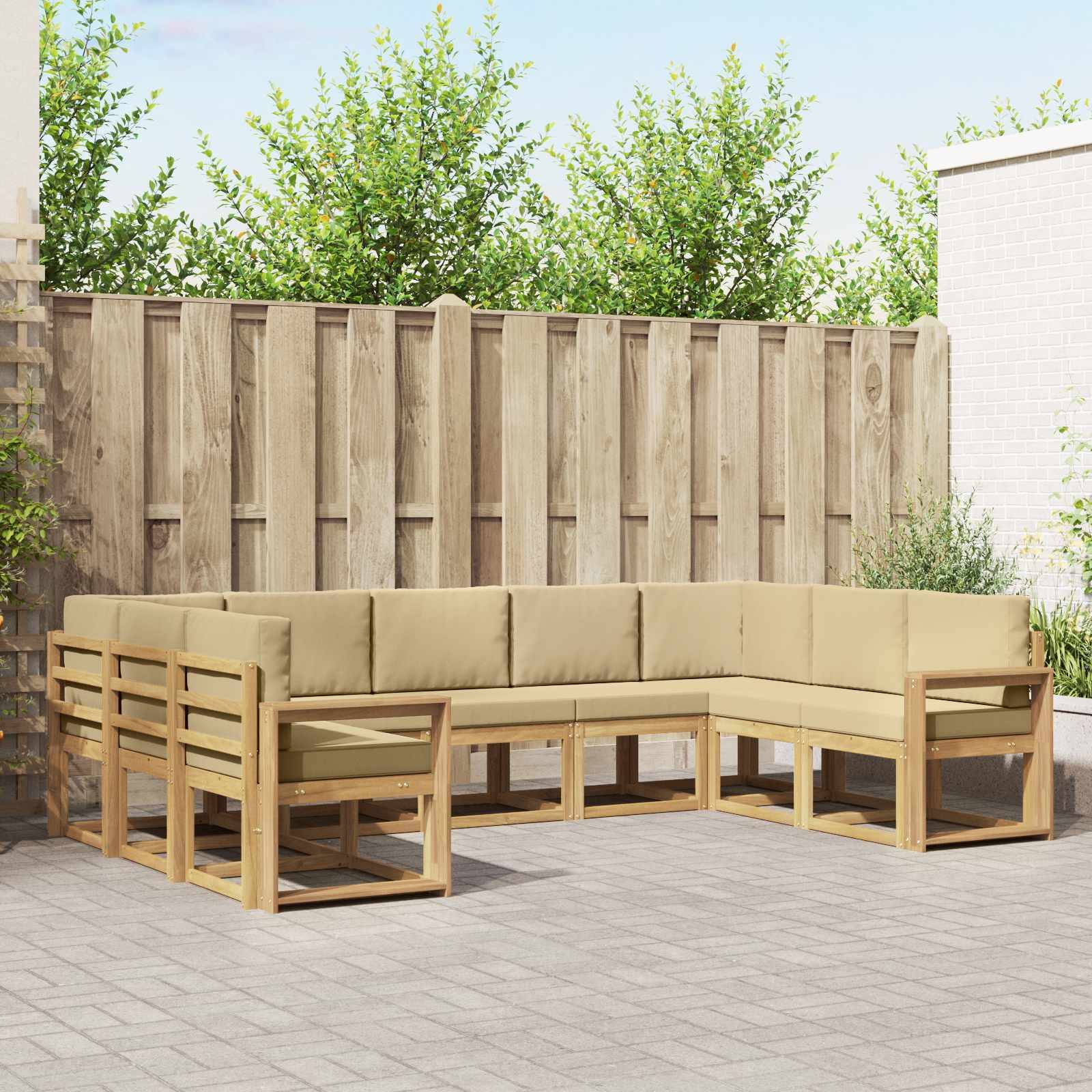 vidaXL Outdoor-Sofagarnitur mit Kissen 9 pcs Weiß und Beige