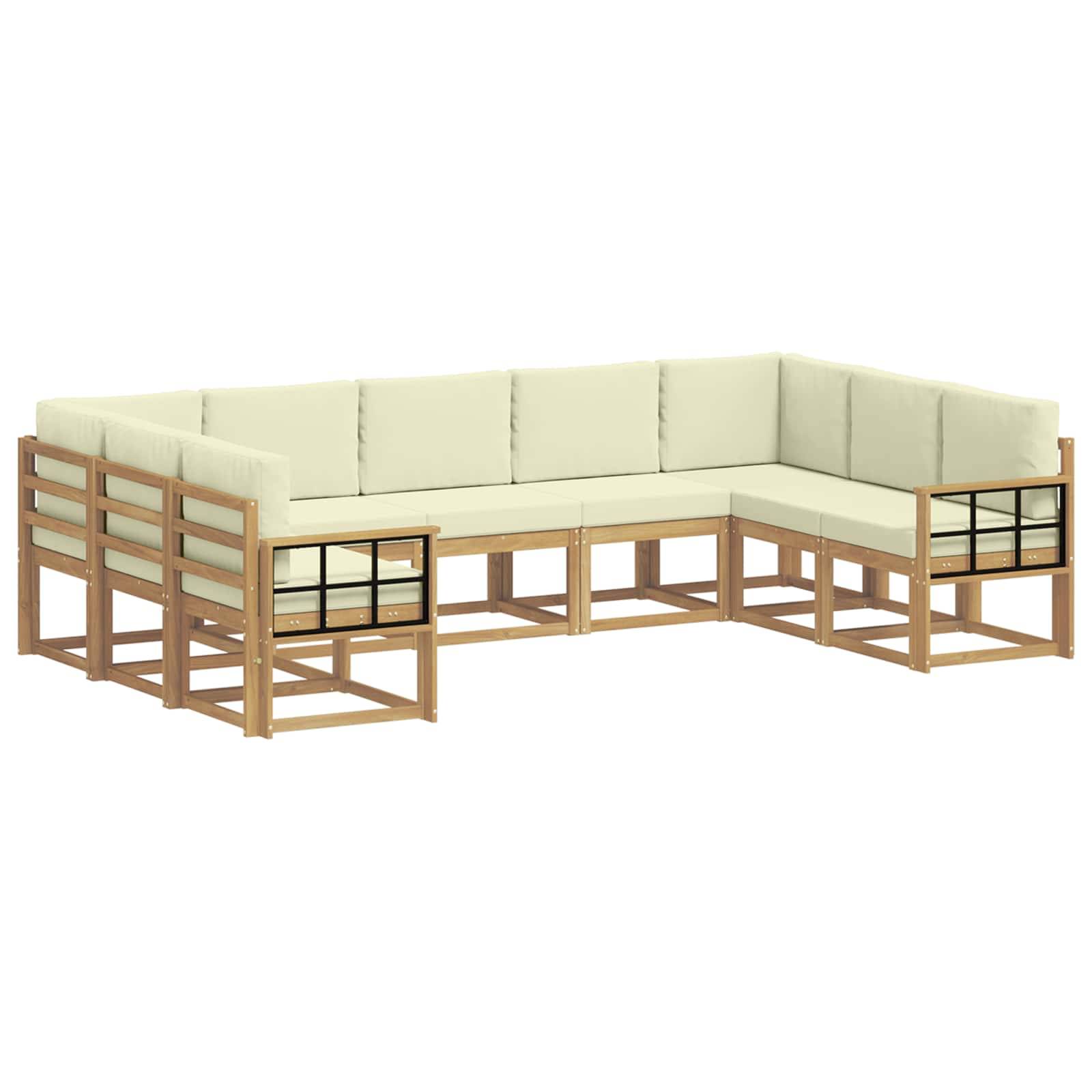 vidaXL Outdoor-Sofagarnitur mit Kissen 9 pcs Weiß und Creme