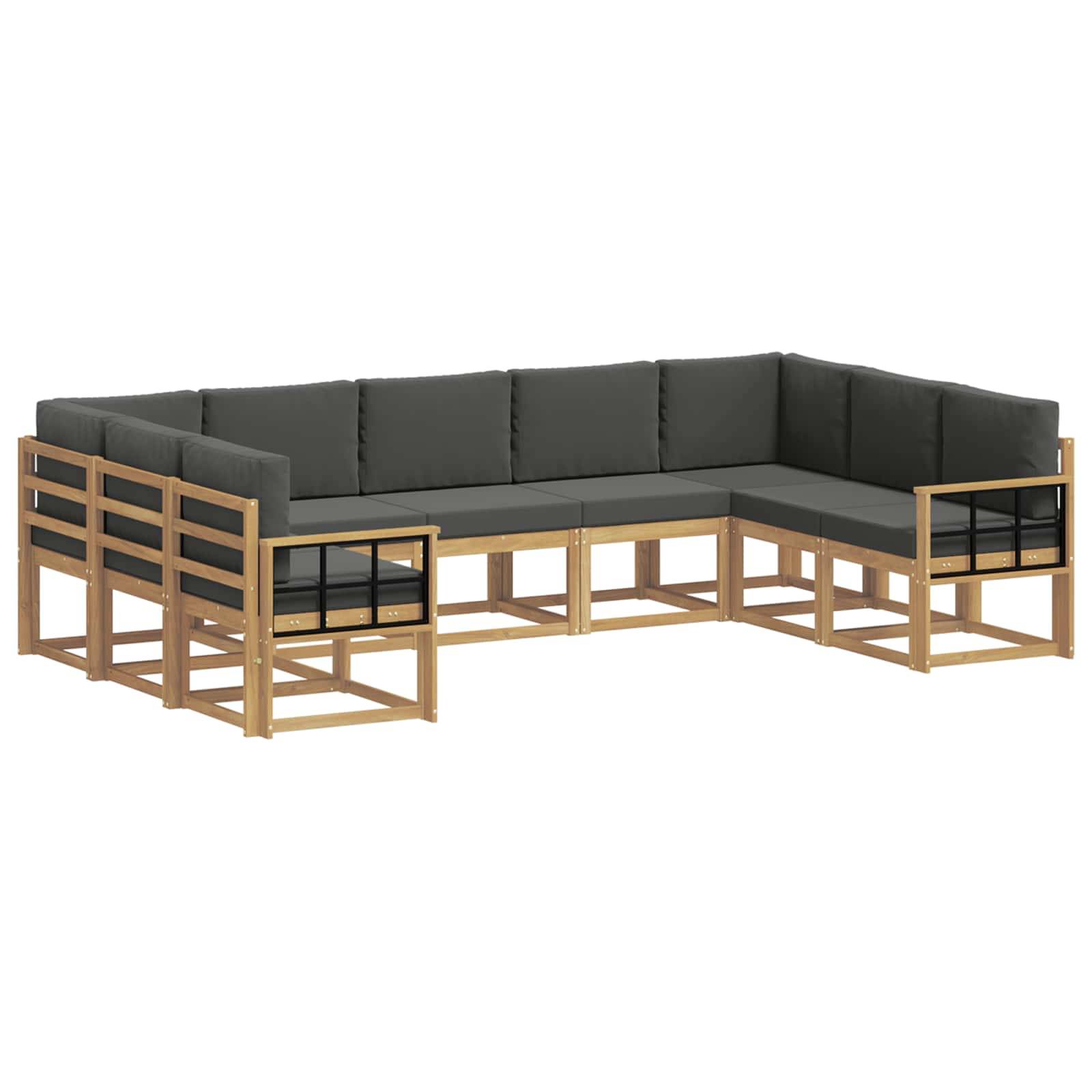 vidaXL Outdoor-Sofagarnitur mit Kissen 9 pcs Weiß und Anthrazit