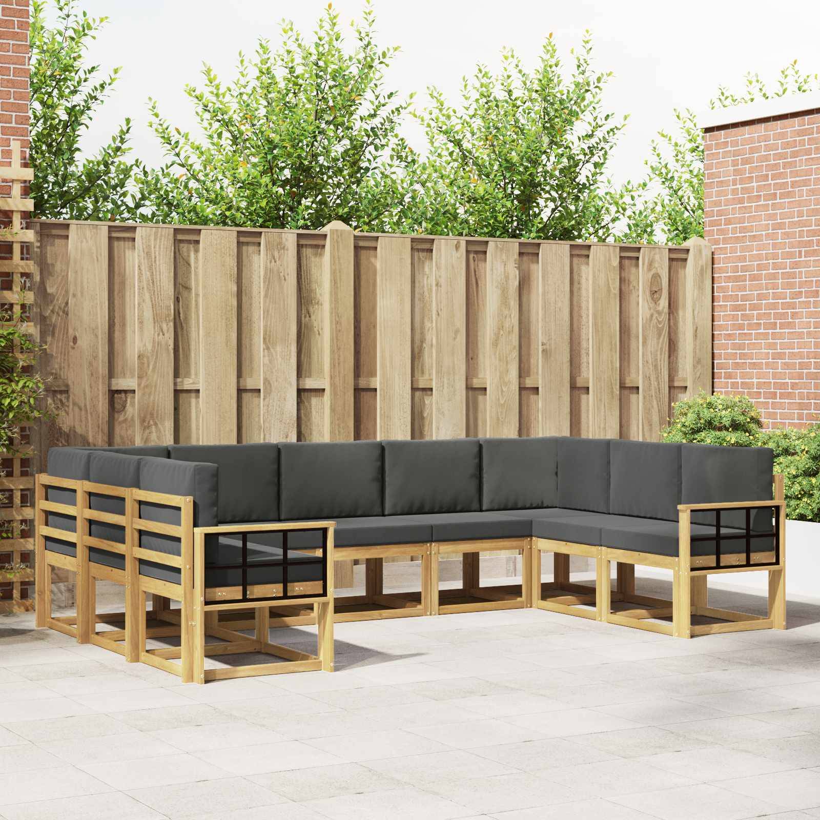 vidaXL Outdoor-Sofagarnitur mit Kissen 9 pcs Weiß und Anthrazit