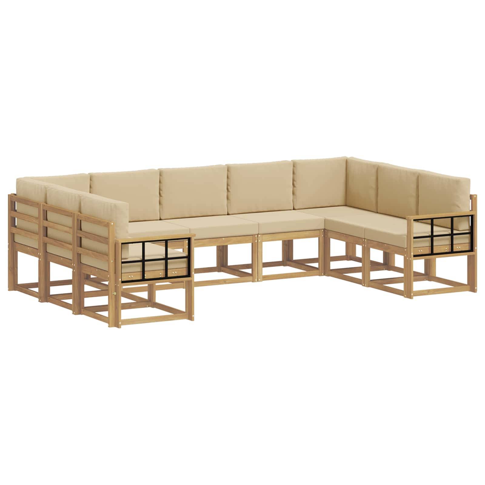 vidaXL Outdoor-Sofagarnitur mit Kissen 9 pcs Weiß und Beige