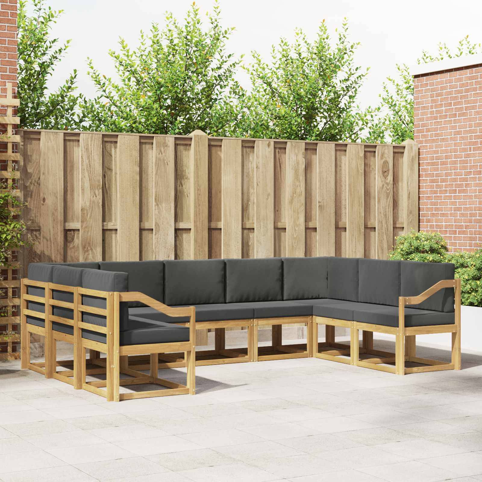 vidaXL Outdoor-Sofagarnitur mit Kissen 9 pcs Weiß und Anthrazit