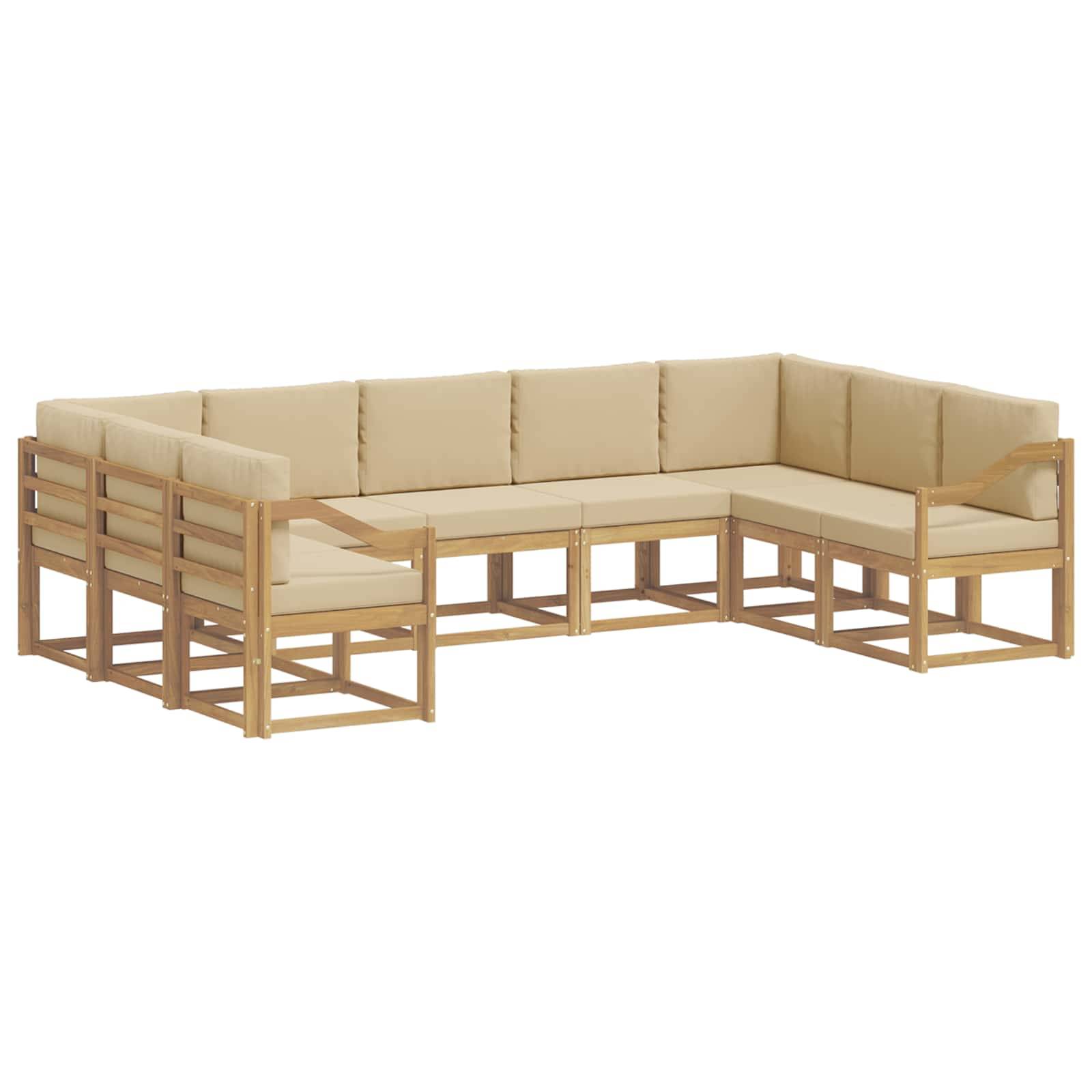 vidaXL Outdoor-Sofagarnitur mit Kissen 9 pcs Weiß und Beige