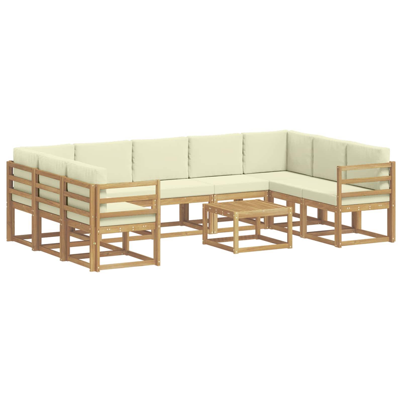 vidaXL Outdoor-Sofagarnitur 10 pcs Weiß und Creme 59 x 59 x 37 cm