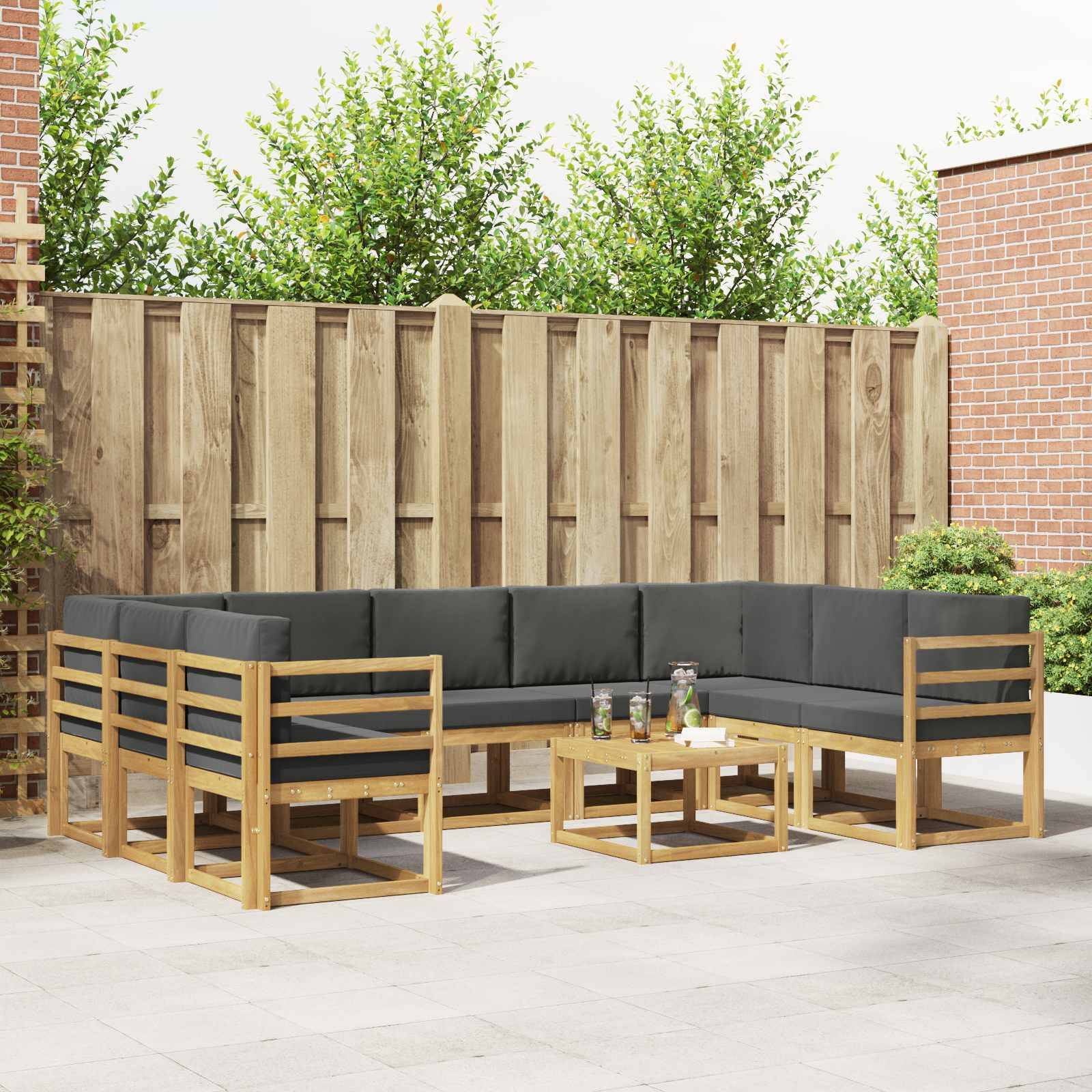 vidaXL Outdoor-Sofagarnitur 10 pcs Weiß und Anthrazit 59 x 59 x 37 cm