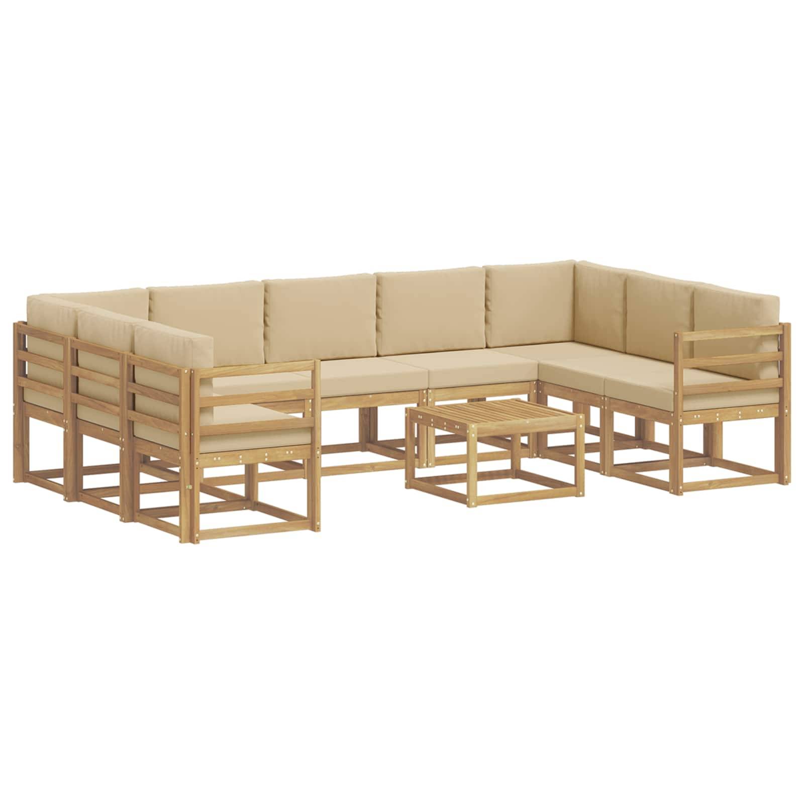 vidaXL Outdoor-Sofagarnitur 10 pcs Weiß und Beige 59 x 59 x 37 cm