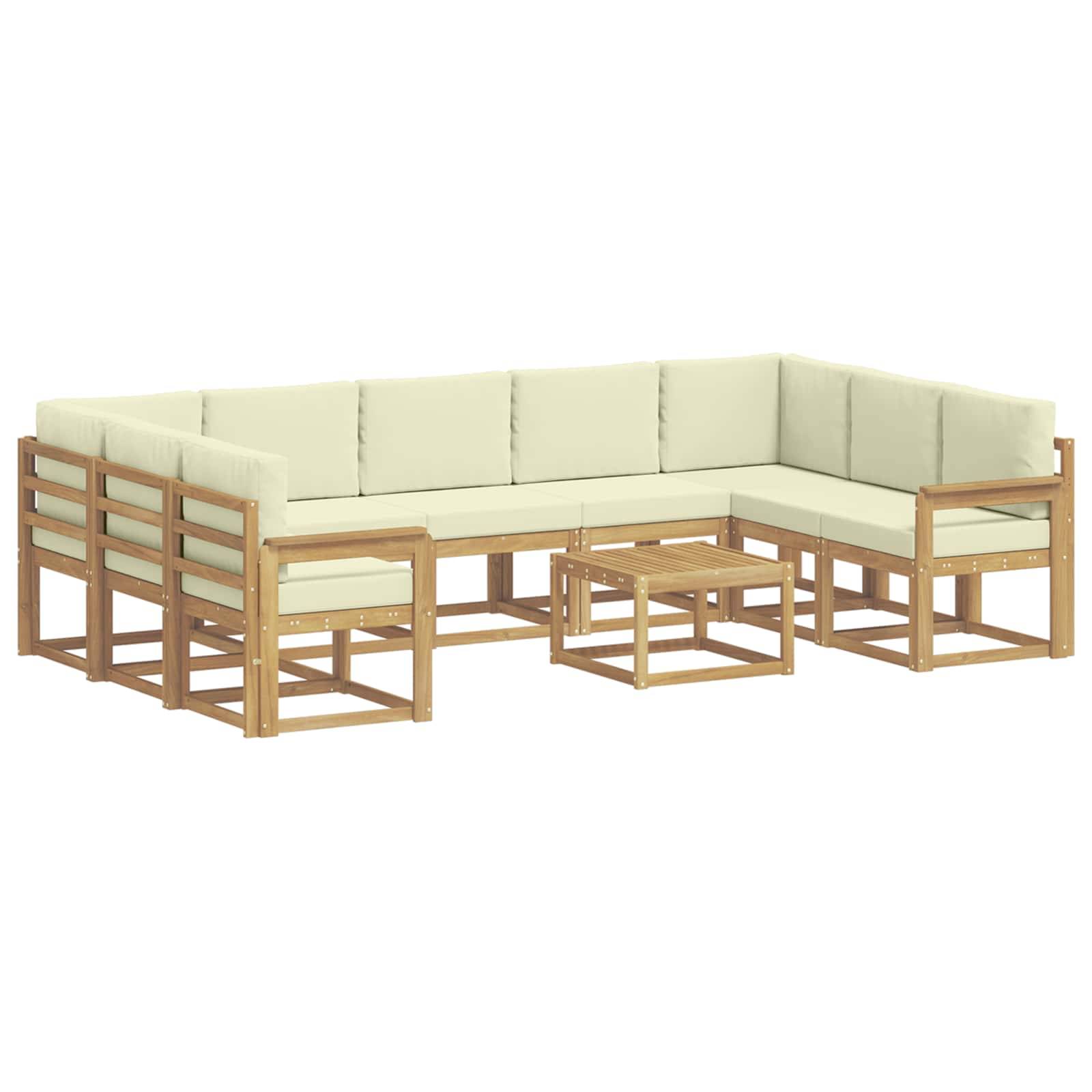 vidaXL Outdoor-Sofagarnitur 10 pcs Weiß und Creme 59 x 59 x 37 cm