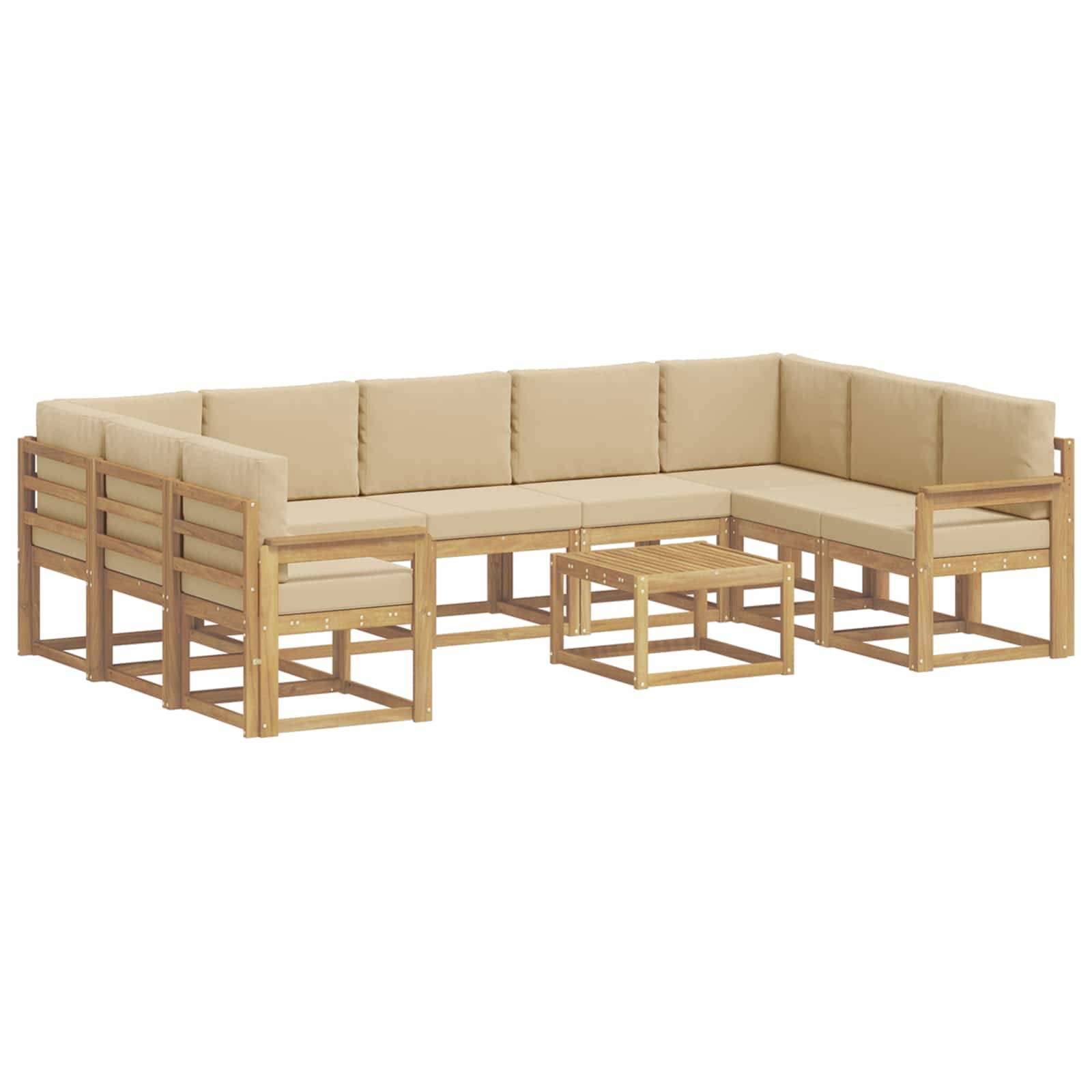 vidaXL Outdoor-Sofagarnitur 10 pcs Weiß und Beige 59 x 59 x 37 cm
