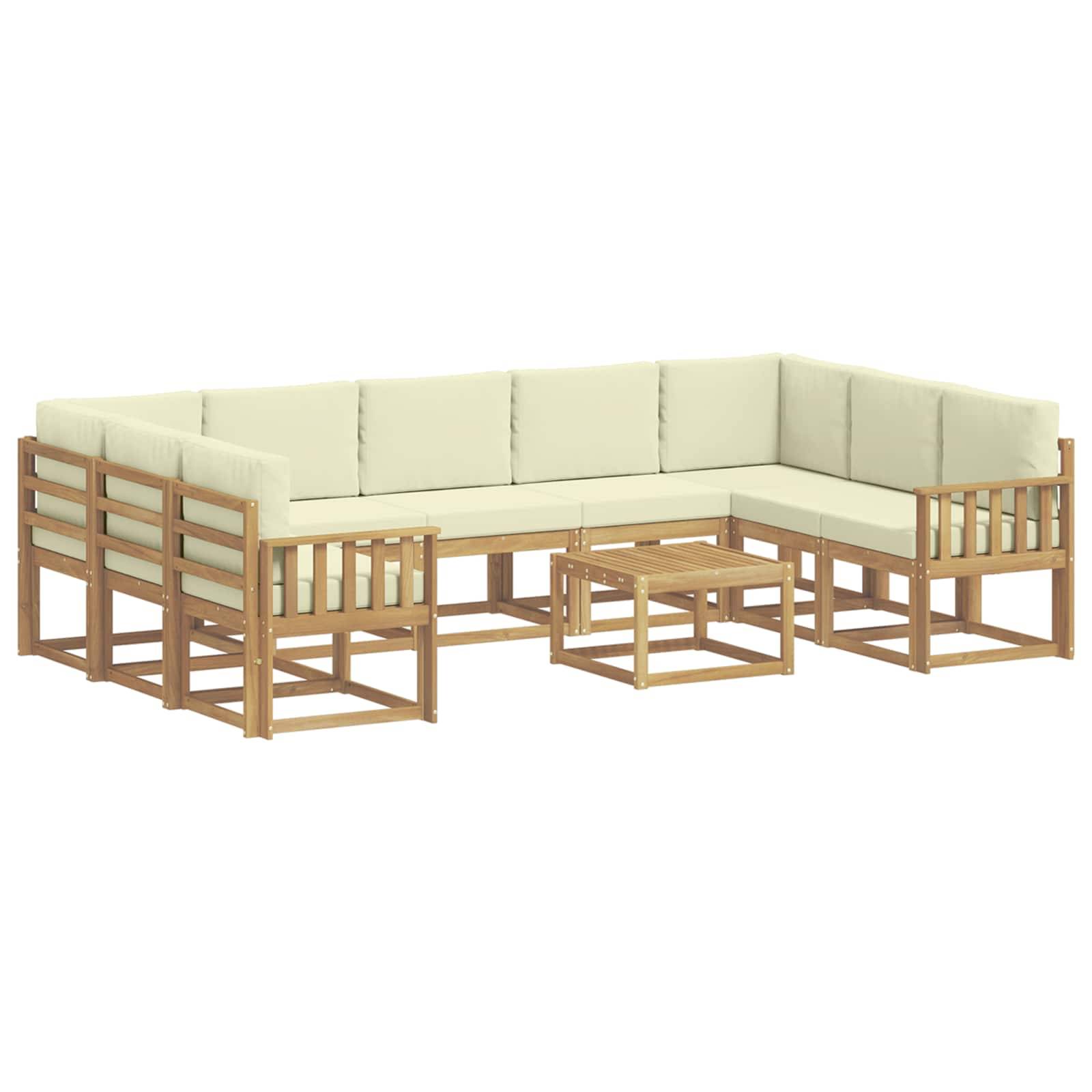 vidaXL Outdoor-Sofagarnitur 10 pcs Weiß und Creme 59 x 59 x 37 cm
