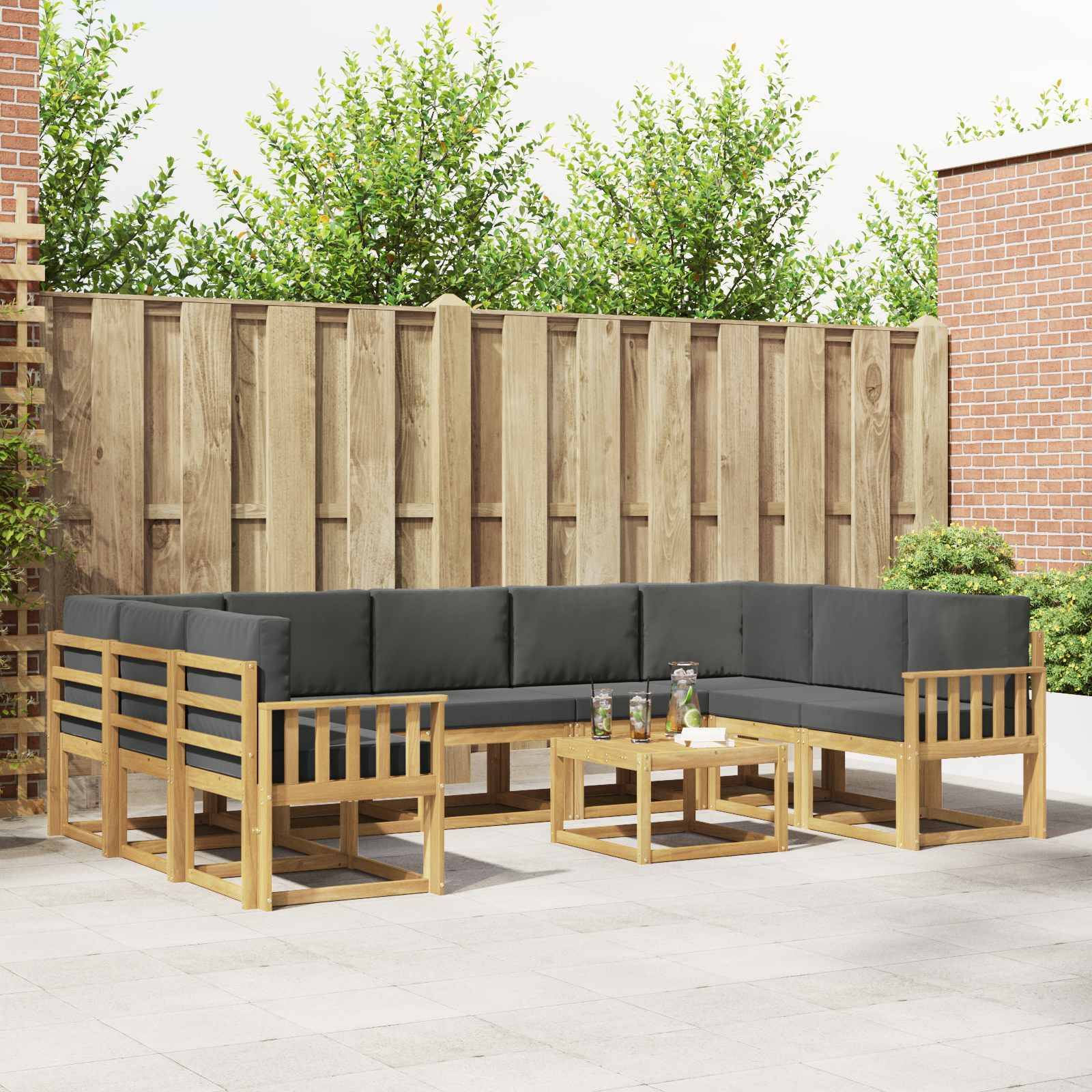 vidaXL Outdoor-Sofagarnitur 10 pcs Weiß und Anthrazit 59 x 59 x 37 cm