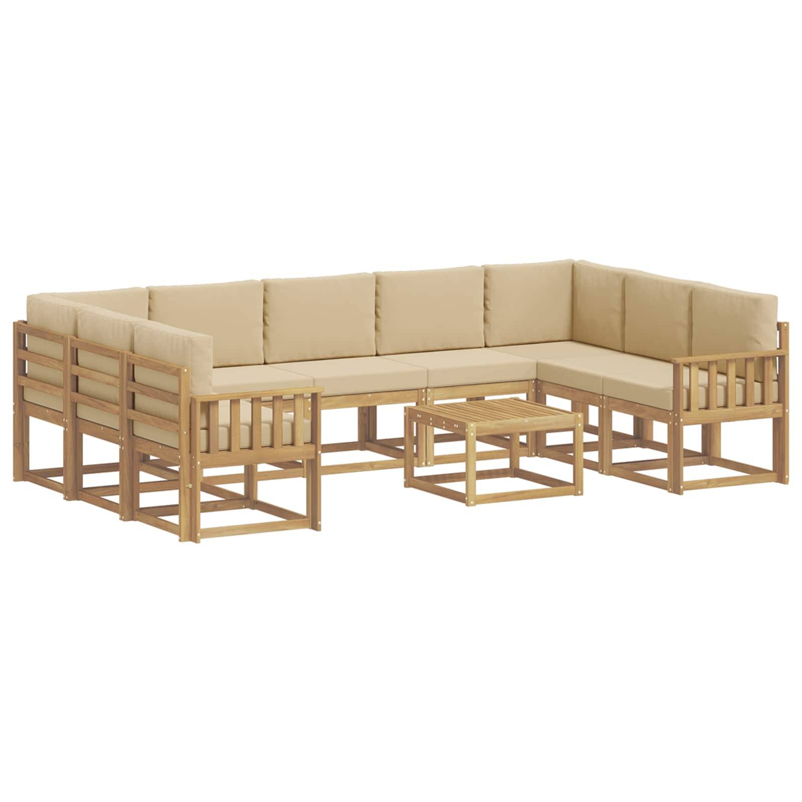 vidaXL Outdoor-Sofagarnitur 10 pcs Weiß und Beige 59 x 59 x 37 cm