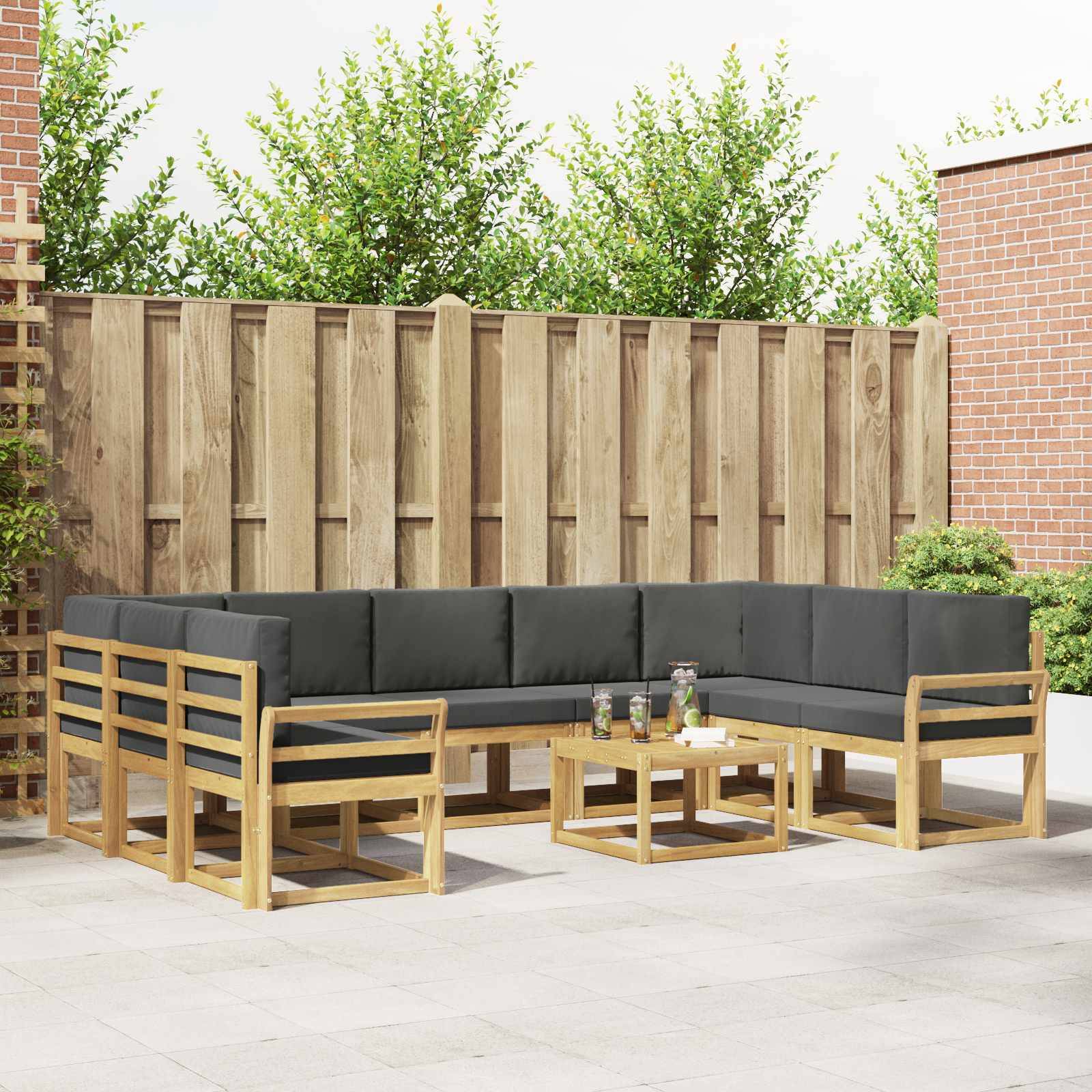 vidaXL Outdoor-Sofagarnitur 10 pcs Weiß und Anthrazit 59 x 59 x 37 cm