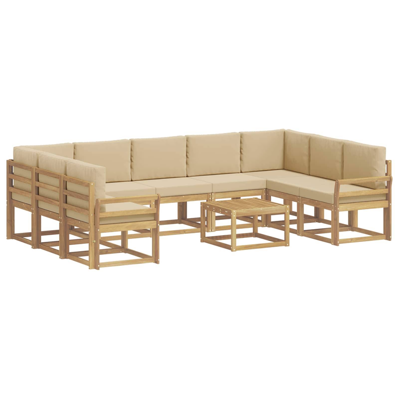 vidaXL Outdoor-Sofagarnitur 10 pcs Weiß und Beige 59 x 59 x 37 cm