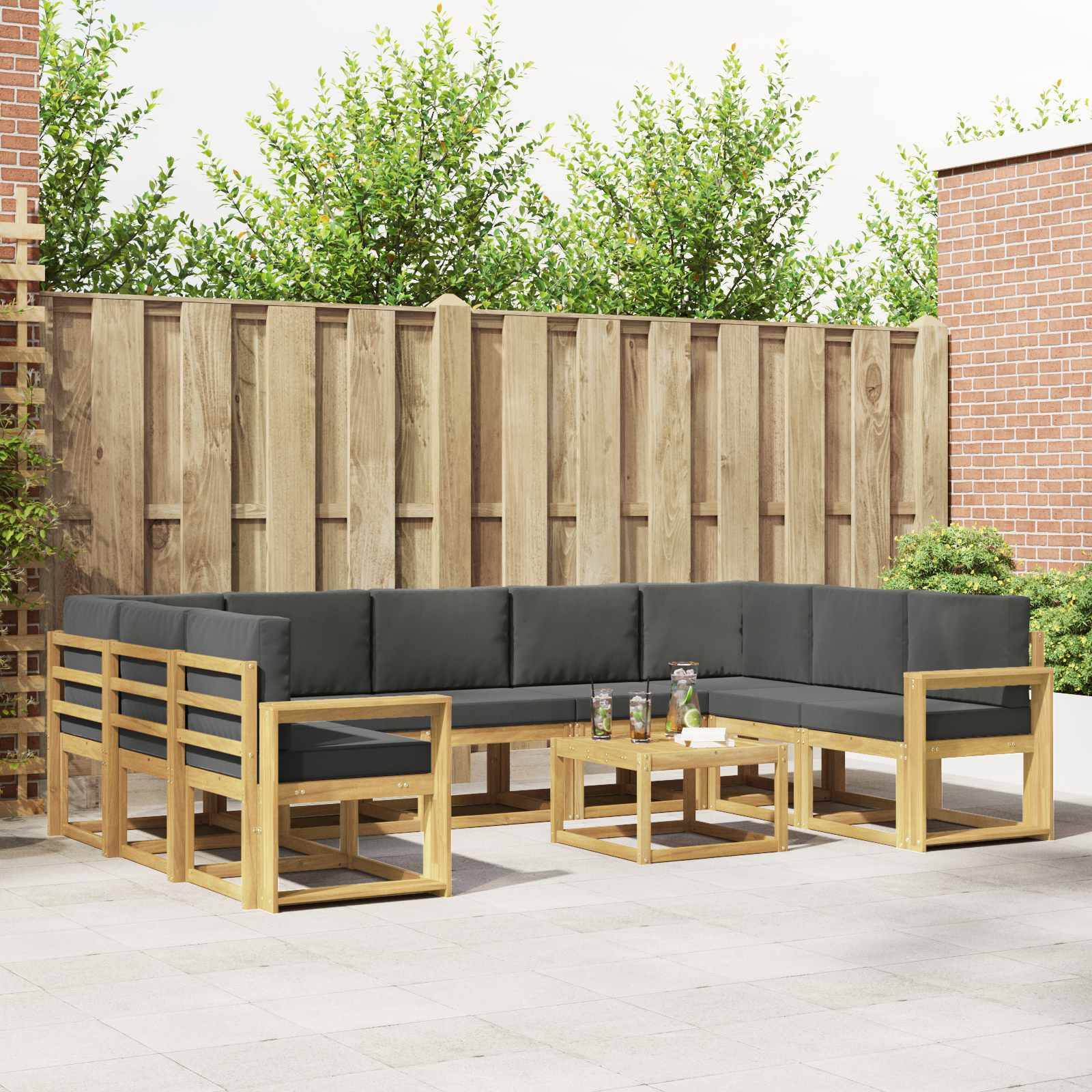vidaXL Outdoor-Sofagarnitur 10 pcs Weiß und Anthrazit 59 x 59 x 37 cm