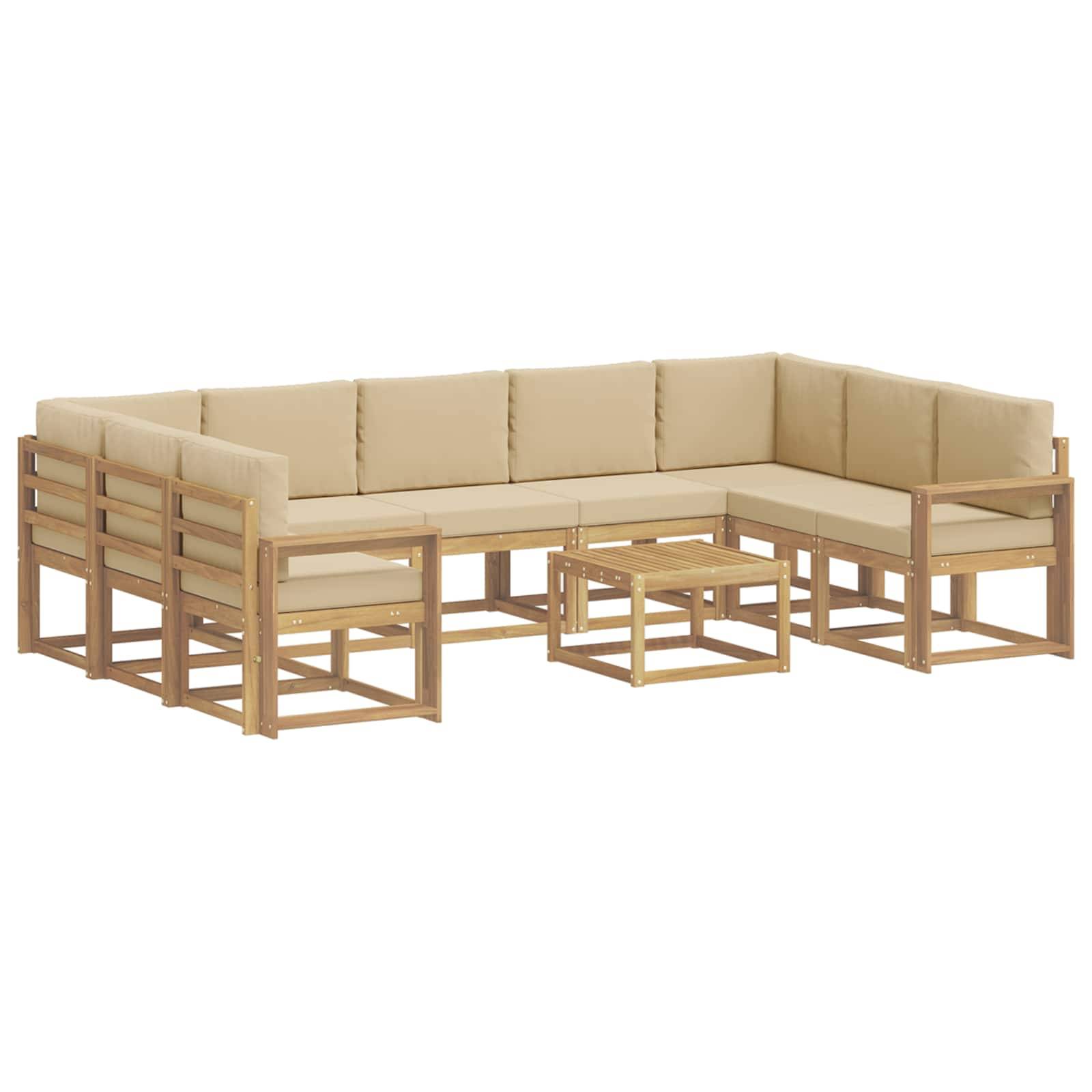 vidaXL Outdoor-Sofagarnitur 10 pcs Weiß und Beige 59 x 59 x 37 cm