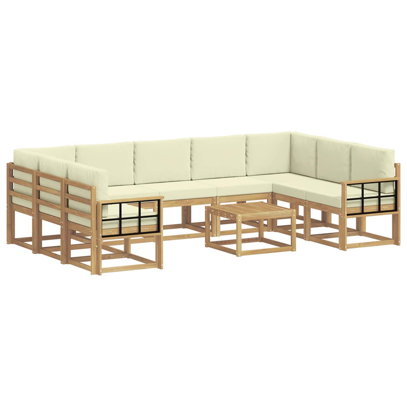 vidaXL Outdoor-Sofagarnitur 10 pcs Weiß und Creme 59 x 59 x 37 cm