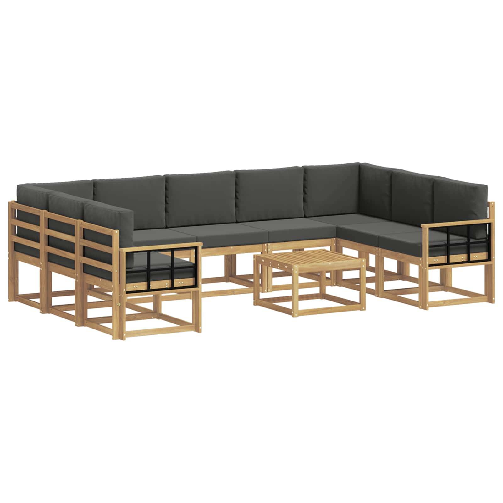 vidaXL Outdoor-Sofagarnitur 10 pcs Weiß und Anthrazit 59 x 59 x 37 cm