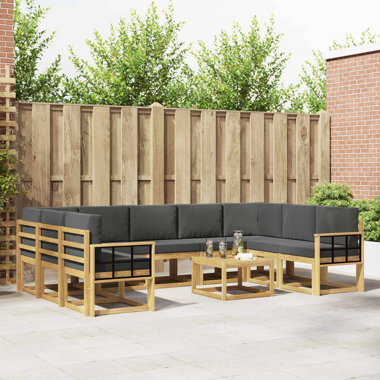 vidaXL Outdoor-Sofagarnitur 10 pcs Weiß und Anthrazit 59 x 59 x 37 cm