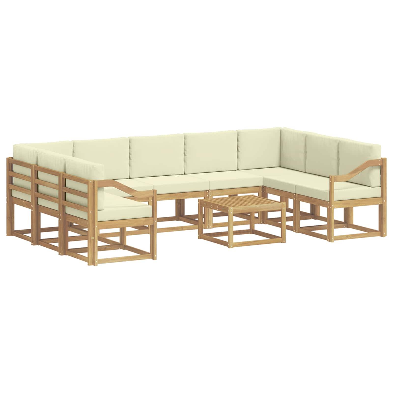 vidaXL Outdoor-Sofagarnitur 10 pcs Weiß und Creme 59 x 59 x 37 cm