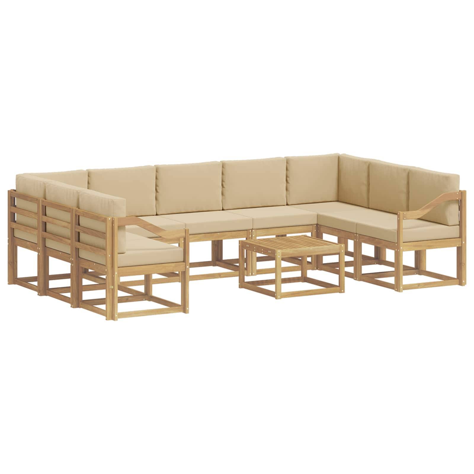 vidaXL Outdoor-Sofagarnitur 10 pcs Weiß und Beige 59 x 59 x 37 cm