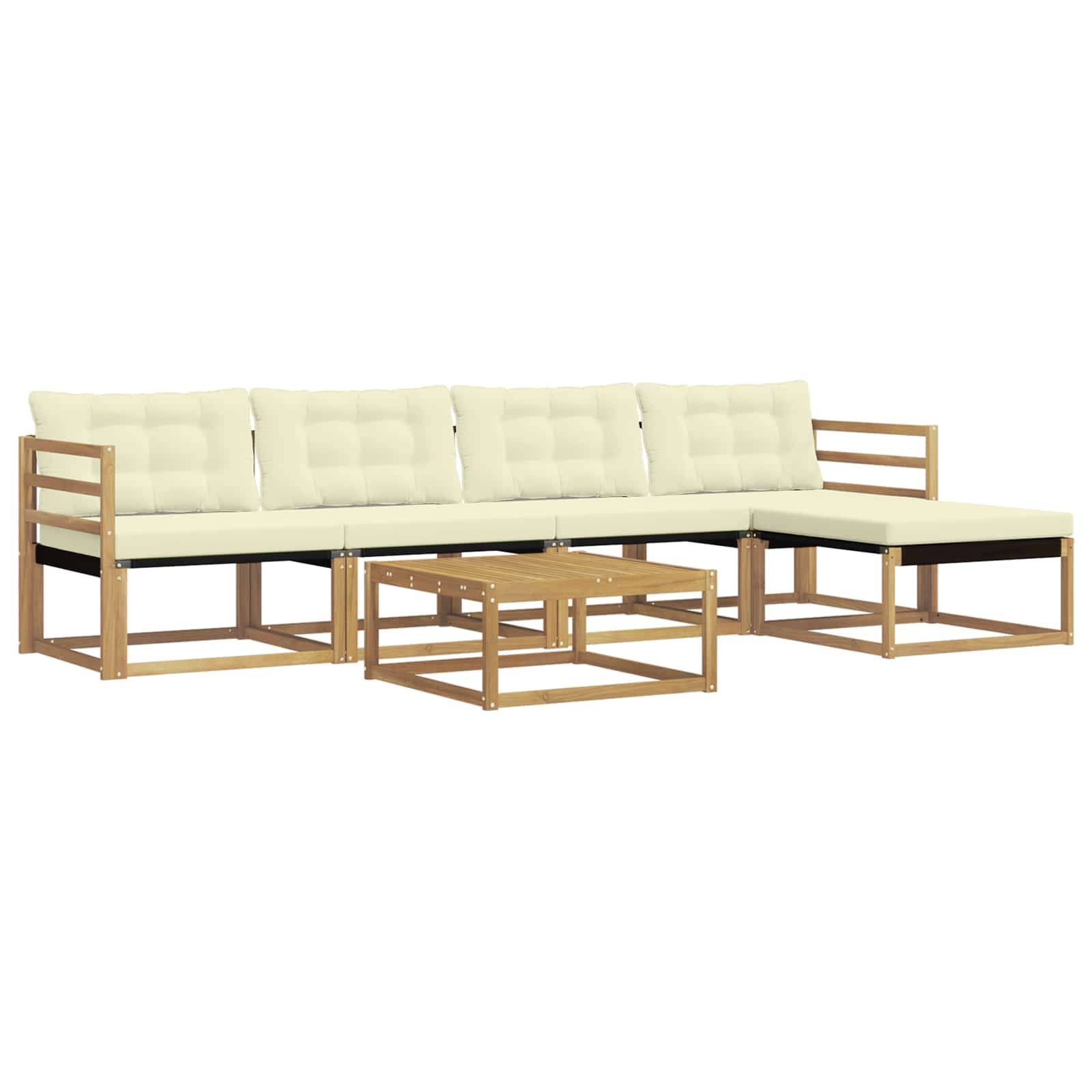 vidaXL Outdoor-Sofagarnitur 6 pcs Weiß und Creme