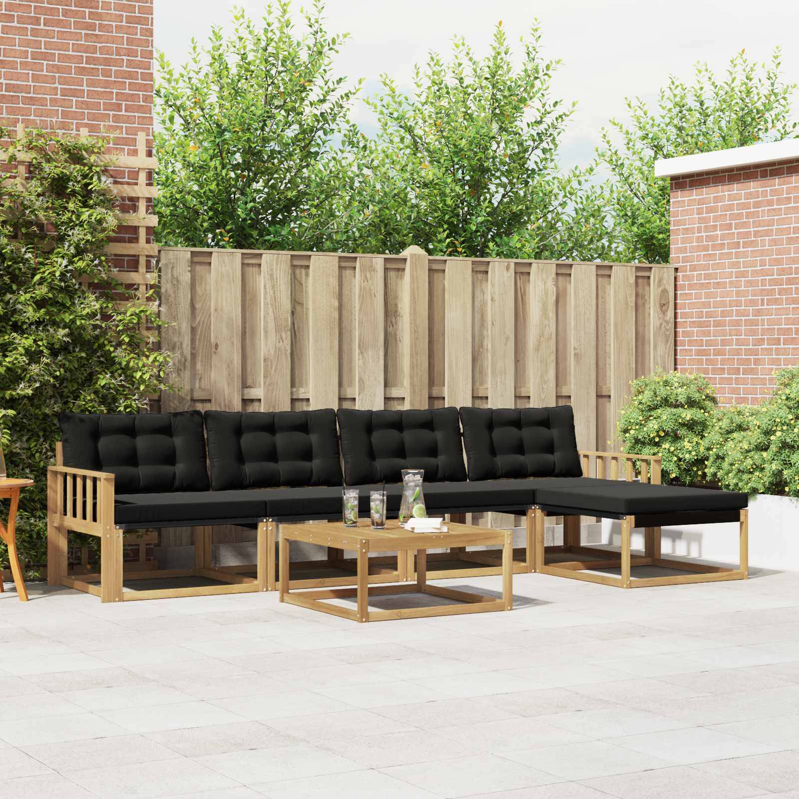 vidaXL Outdoor-Sofagarnitur 6 pcs Weiß und Schwarz