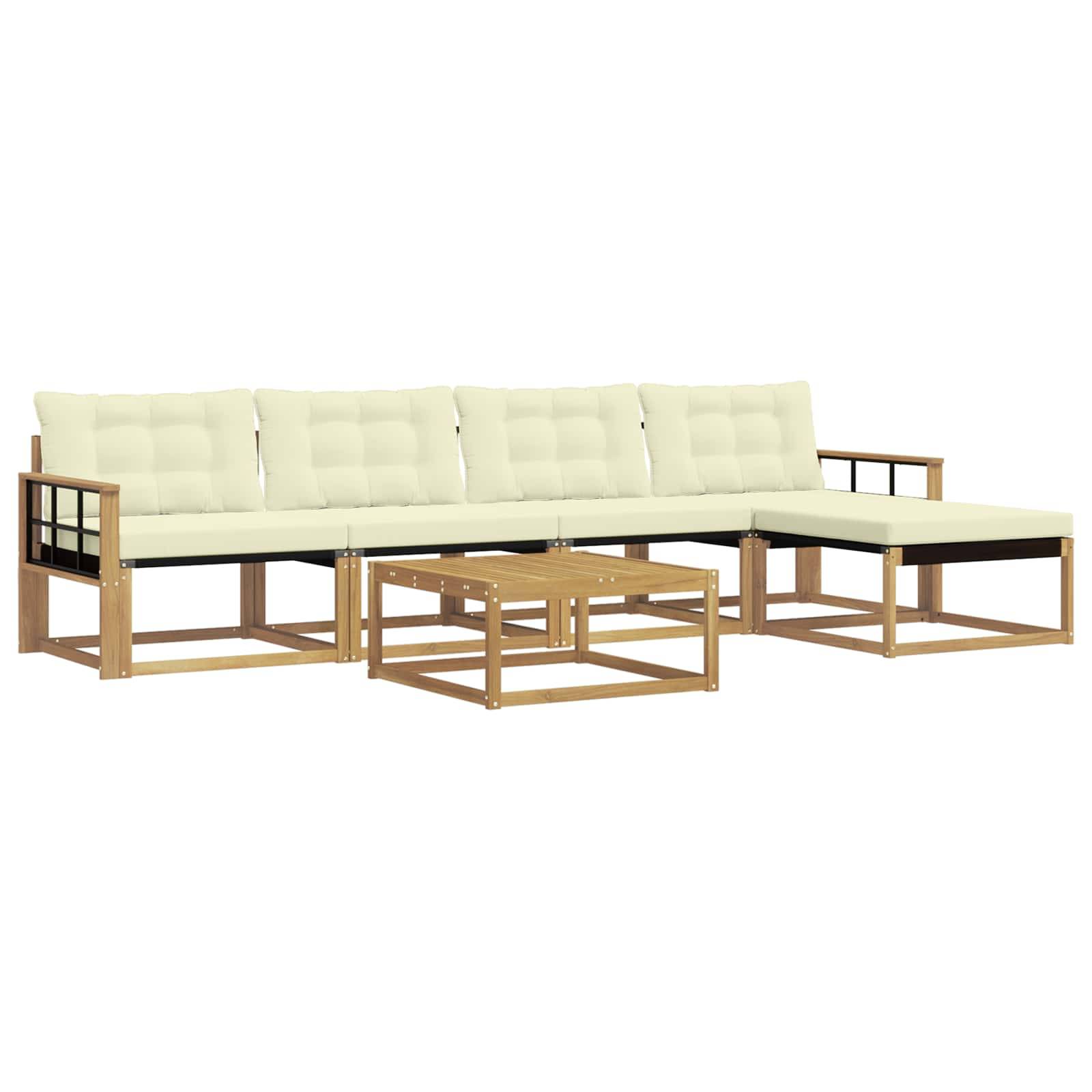 vidaXL Outdoor-Sofagarnitur 6 pcs Weiß und Creme