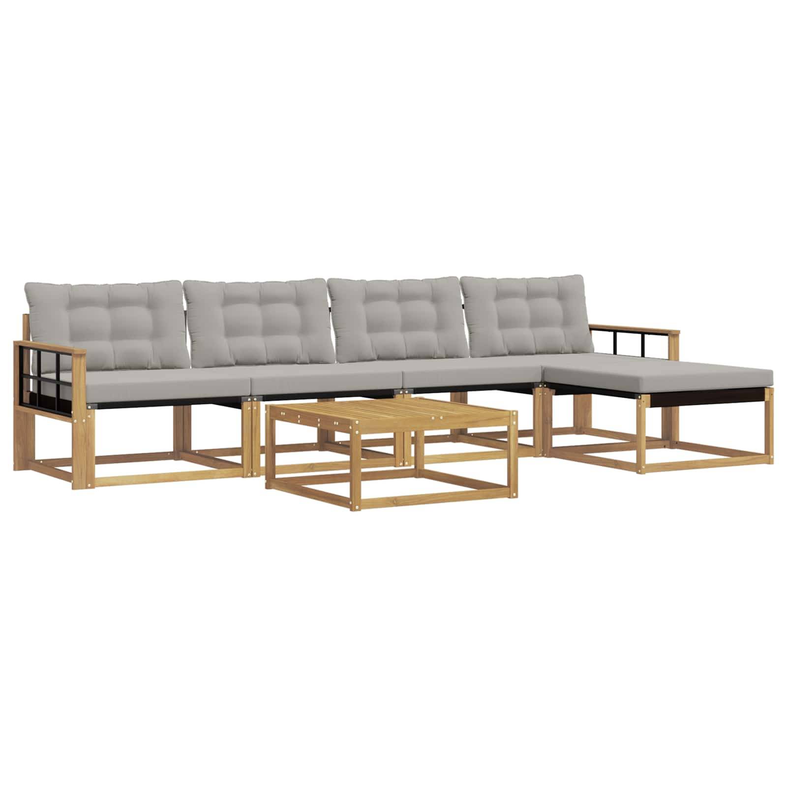 vidaXL Outdoor-Sofagarnitur 6 pcs Weiß und Hellgrau