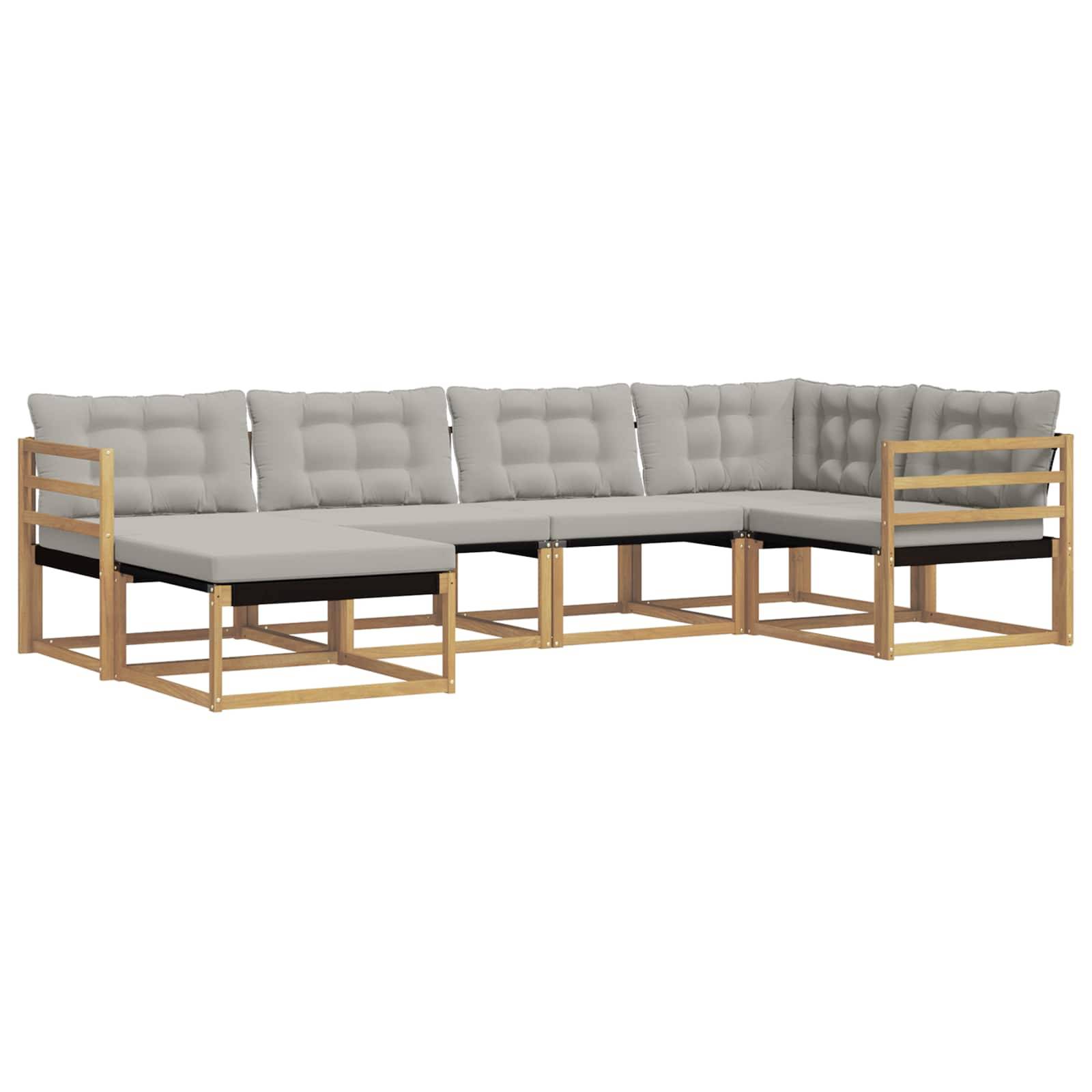 vidaXL Outdoor-Sofagarnitur 6 pcs Weiß und Hellgrau