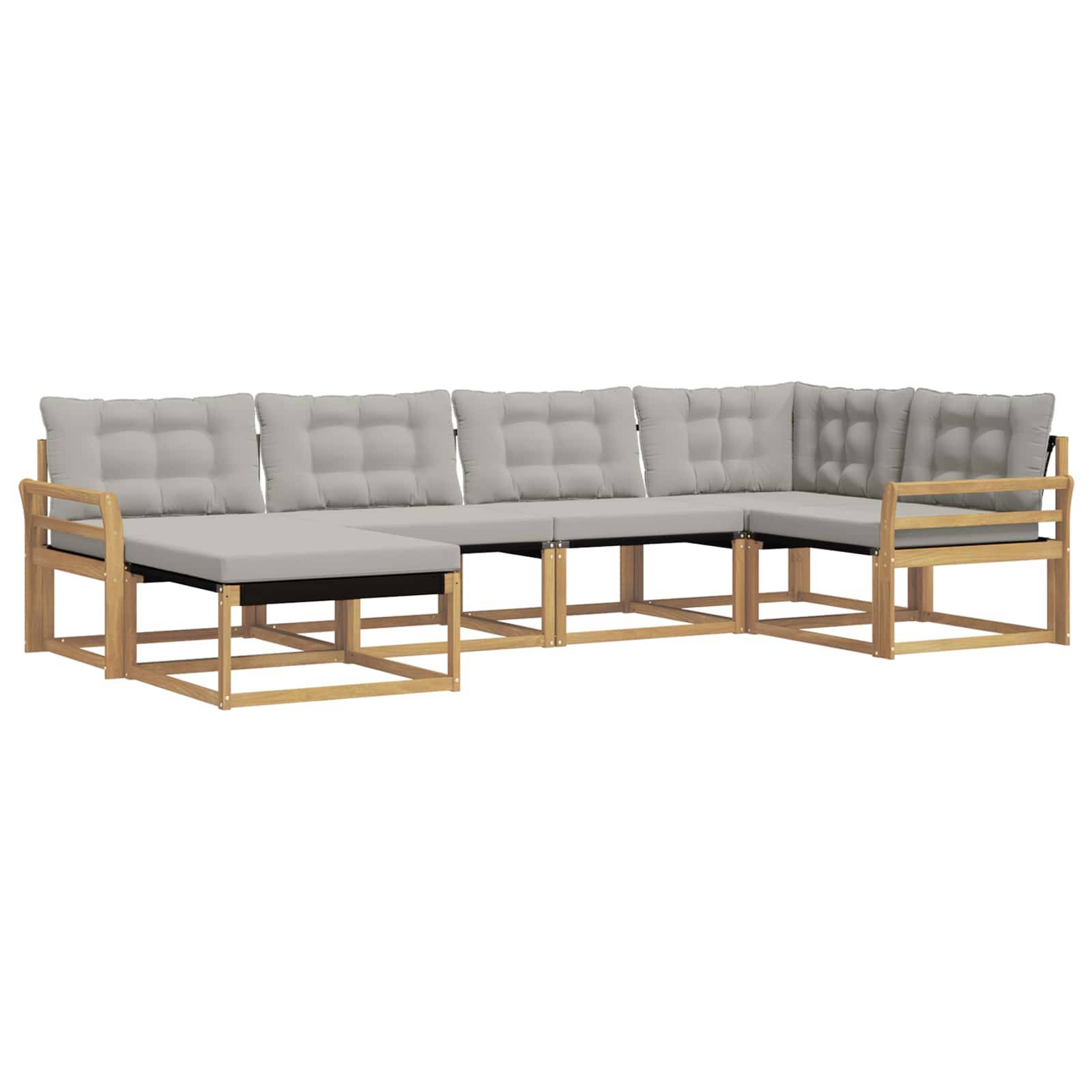 vidaXL Outdoor-Sofagarnitur 6 pcs Weiß und Hellgrau