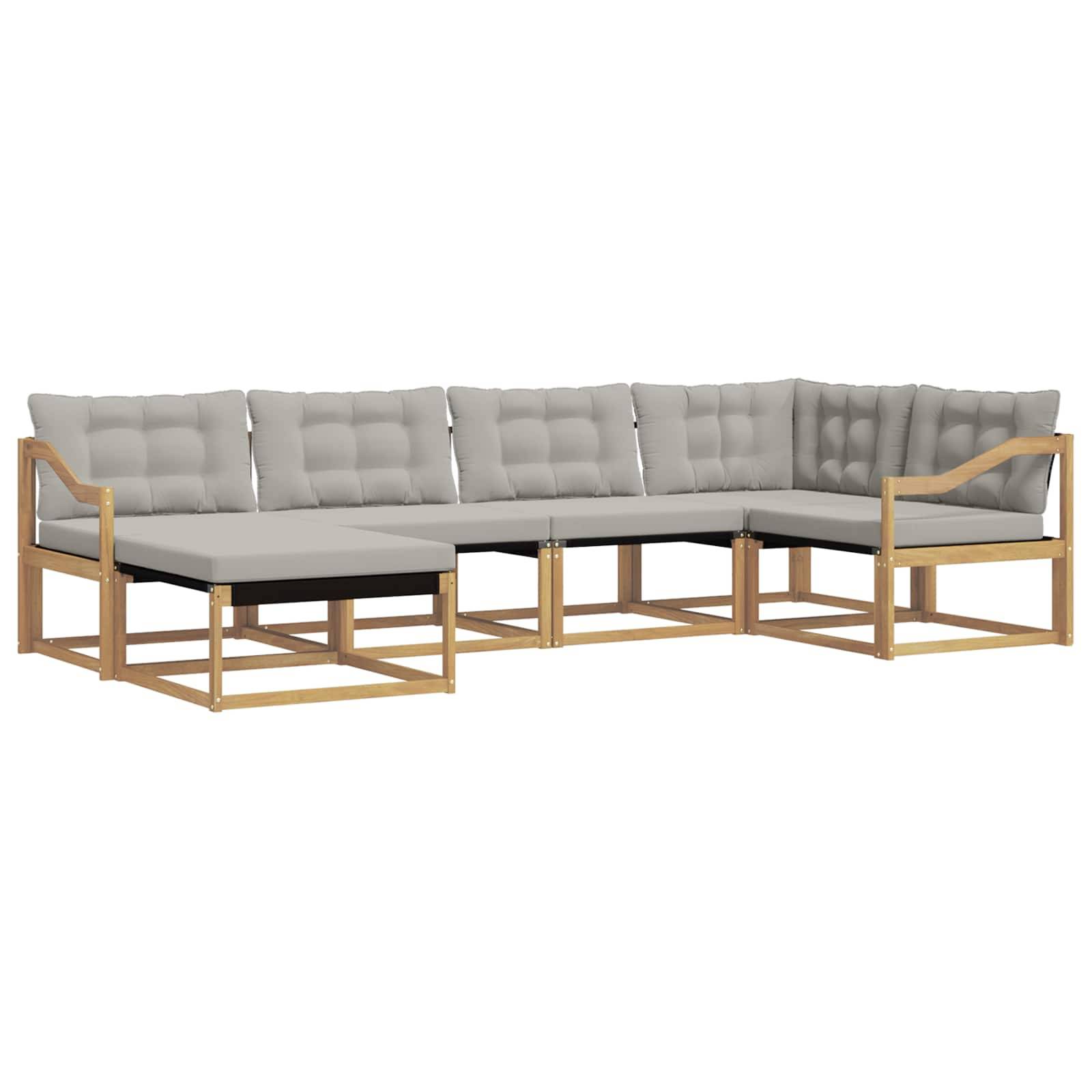 vidaXL Outdoor-Sofagarnitur 6 pcs Weiß und Hellgrau