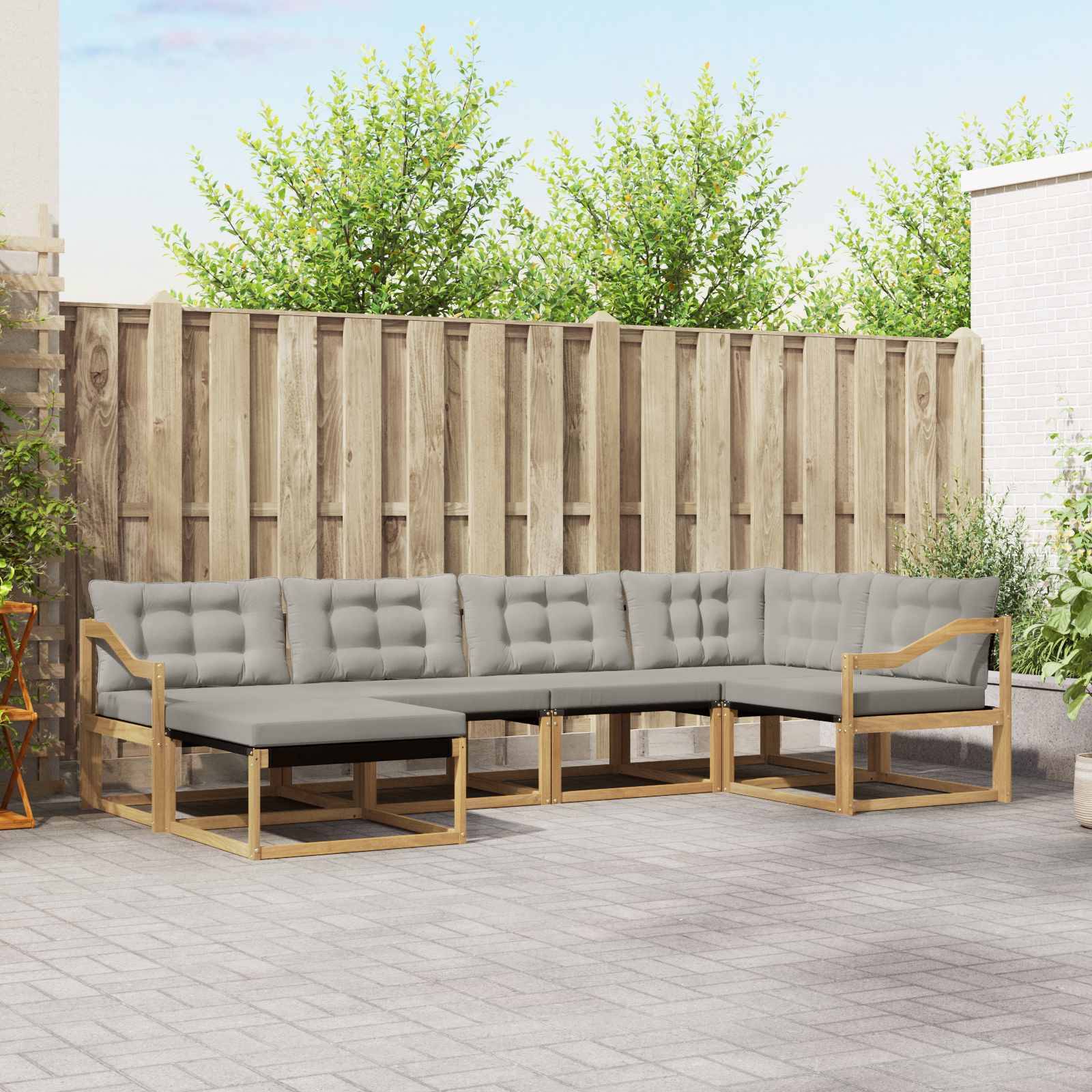 vidaXL Outdoor-Sofagarnitur 6 pcs Weiß und Hellgrau