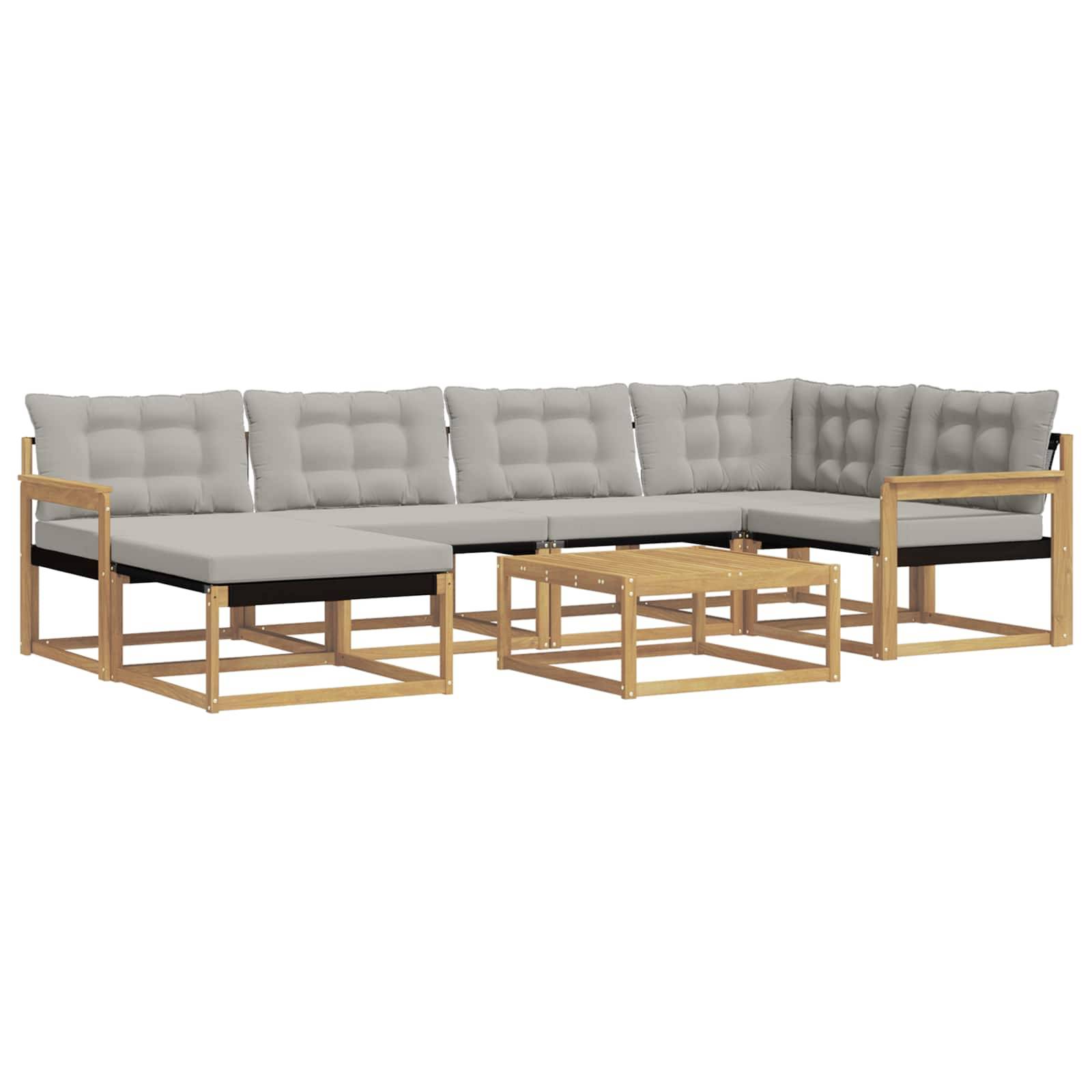 vidaXL Outdoor-Sofagarnitur 7 pcs Weiß und Hellgrau 79 x 79 x 37 cm